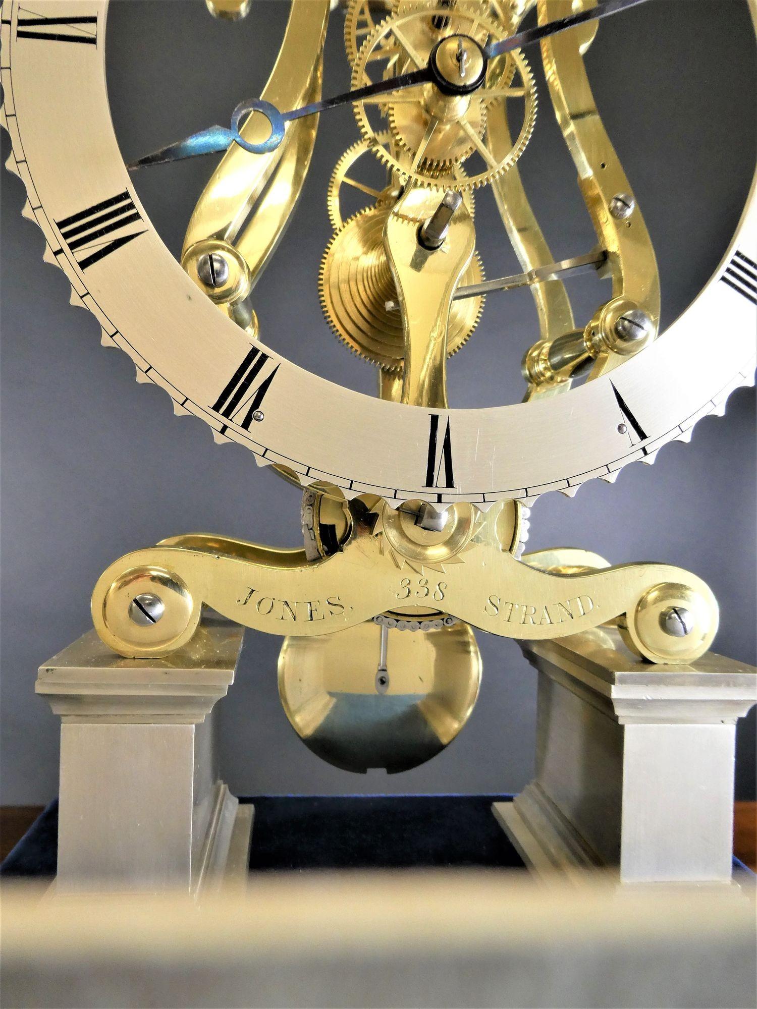 Brass Georgian Chain Fusee Skeleton Clock by Jones, Strand For Sale