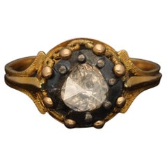 Georgian Champaigne 1CT Diamond Solitaire Ring Antique Foiled Diamond Ring 1700s