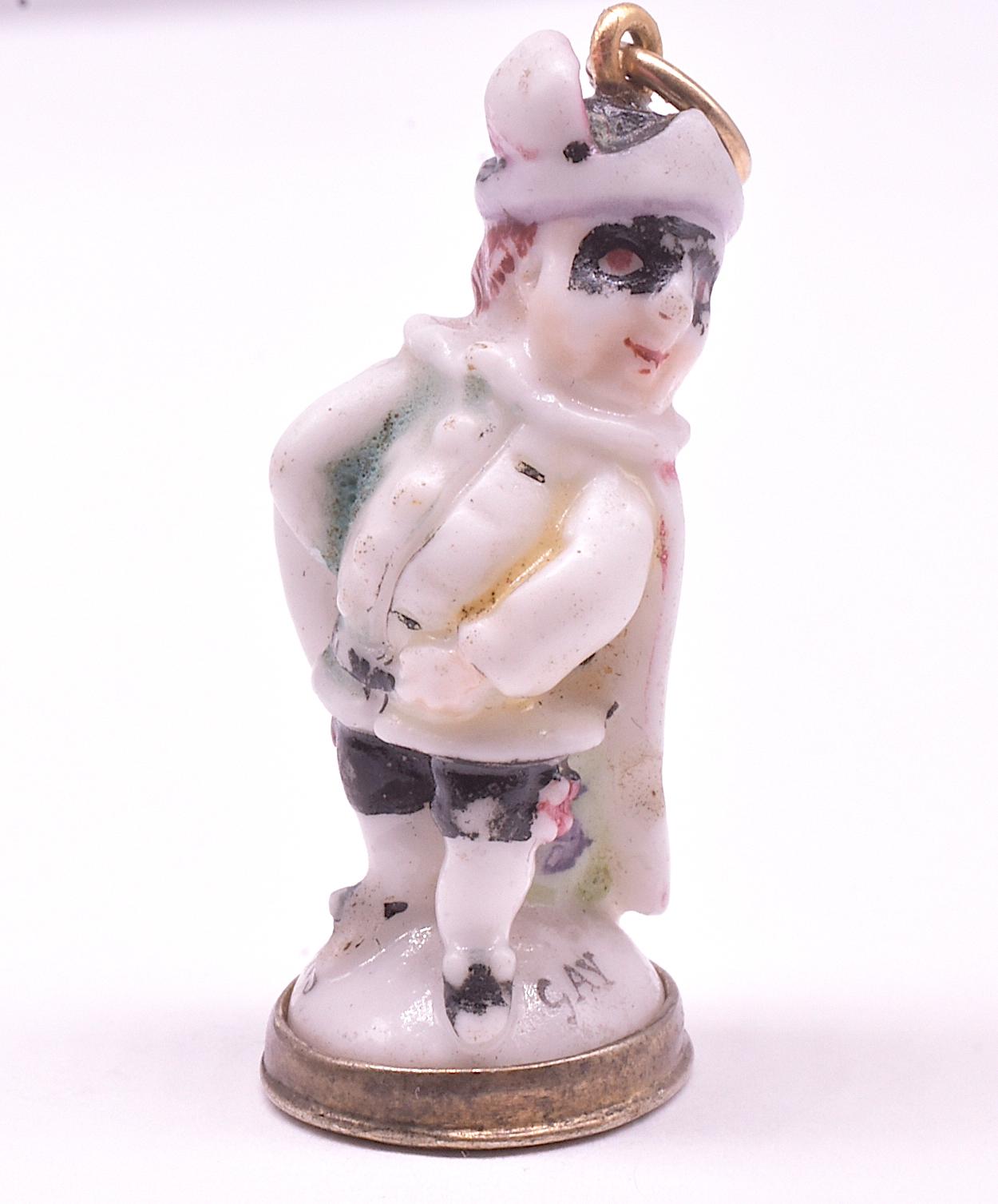 Original eighteenth century Chelsea Seal in the form of a grotesque figure of a black masked man with 3 cornered (