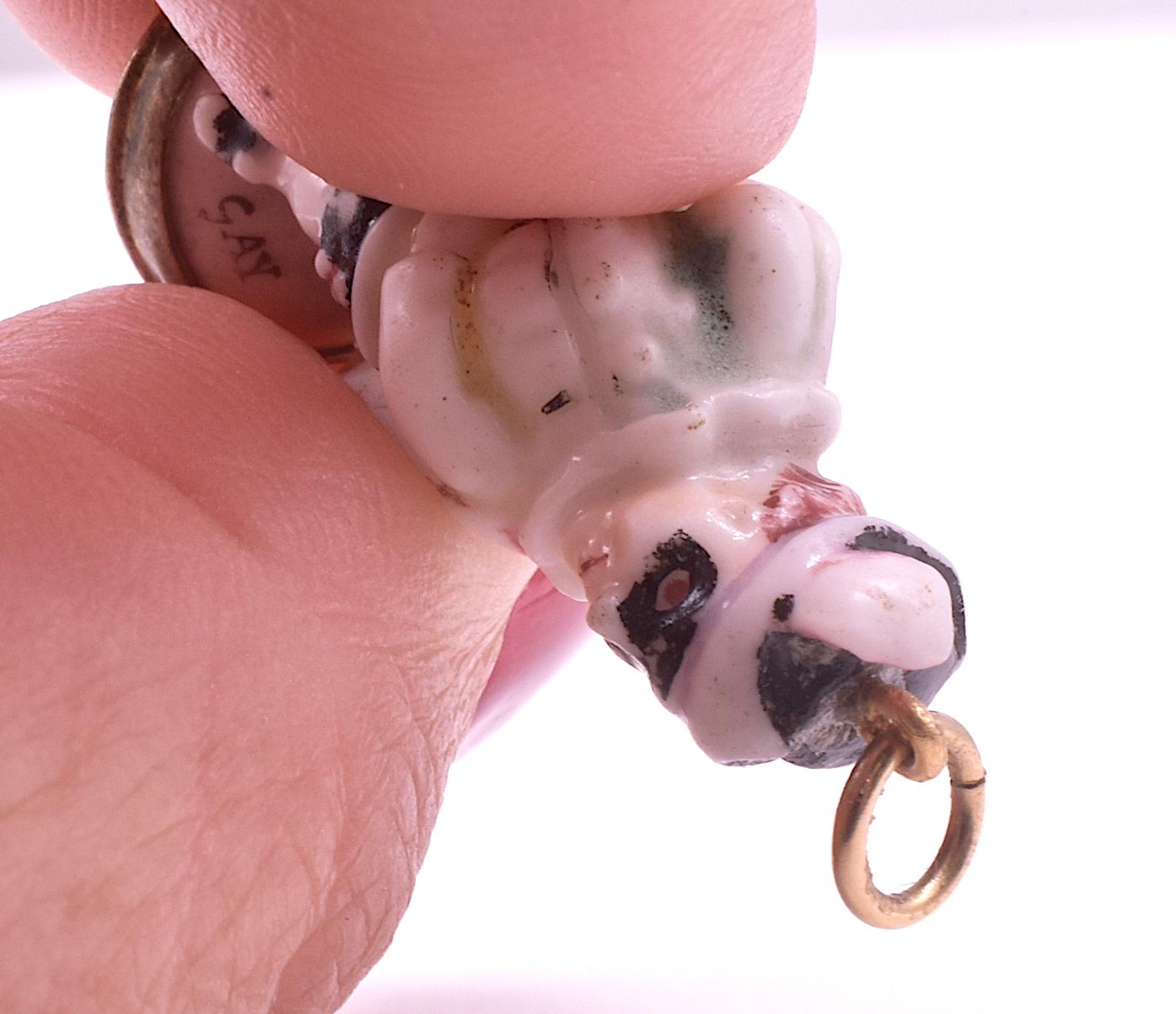 Georgian Chelsea Porcelain Miniature Fob Seal of Masked Man in Tri-Corner Hat In Good Condition In Baltimore, MD