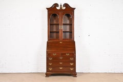 Georgian Cherry Wood Drop Front Secretary Desk With Bookcase Hutch