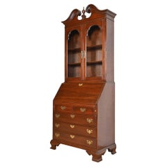 Sekretär-Schreibtisch aus Kirschbaumholz mit ausklappbarer Front und Bücherregal Hutch