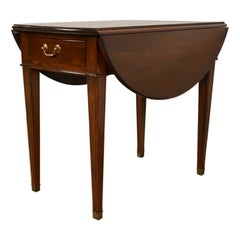 Georgian Cherry Wood Drop Leaf Pembroke Side Table, Circa 1970s