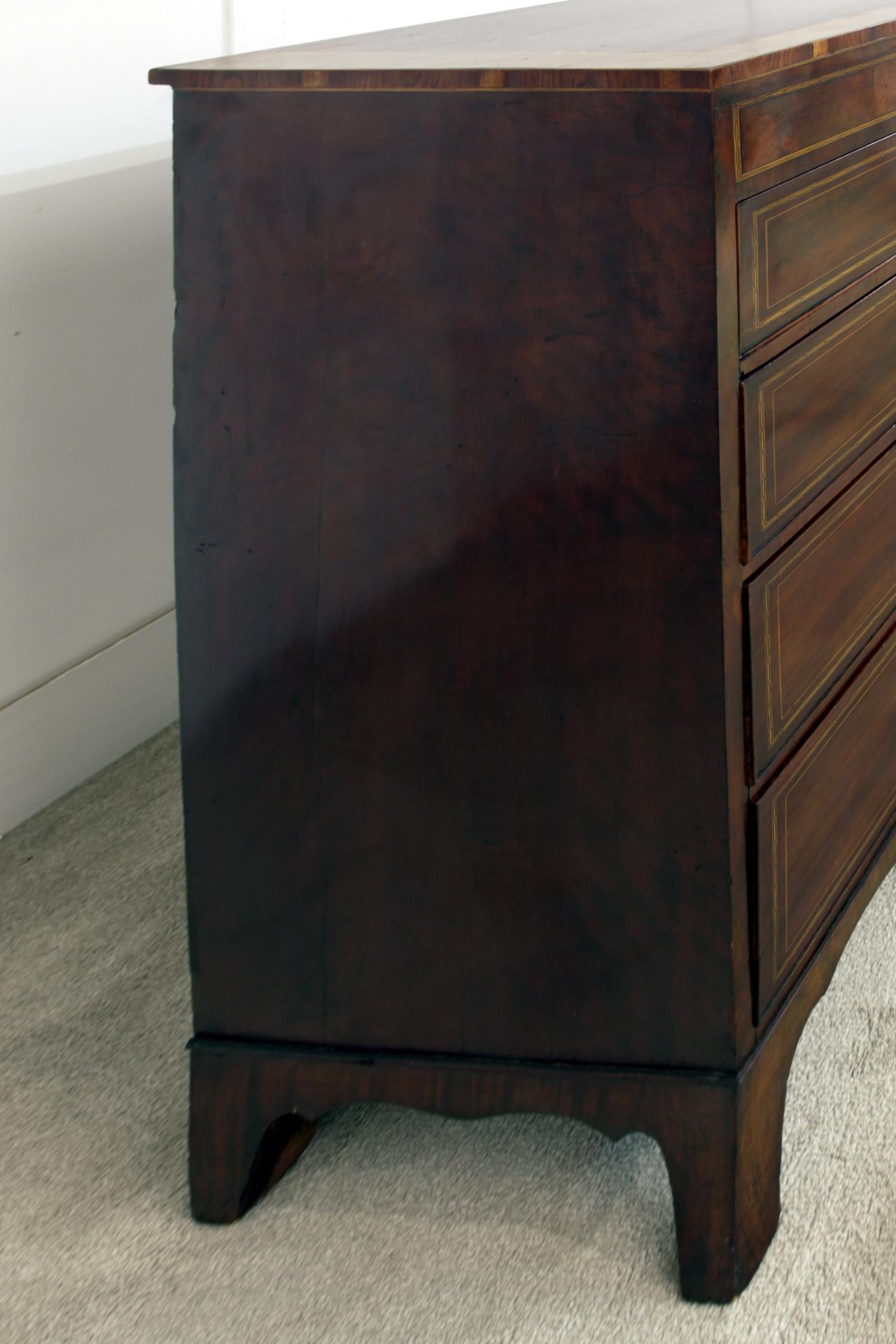 Georgian Chest Drawers Mahogany Satinwood Banding 1820 For Sale 6