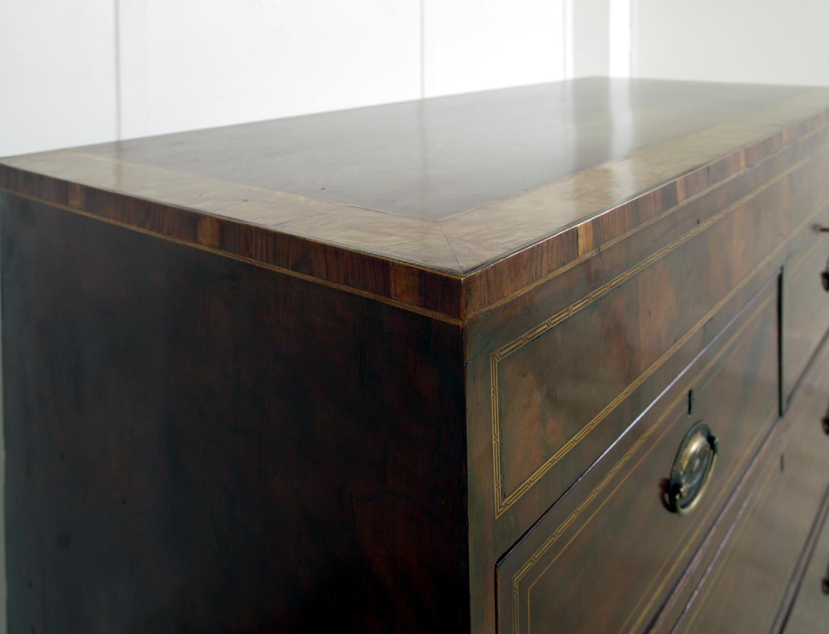 Georgian Chest Drawers Mahogany Satinwood Banding 1820 For Sale 7