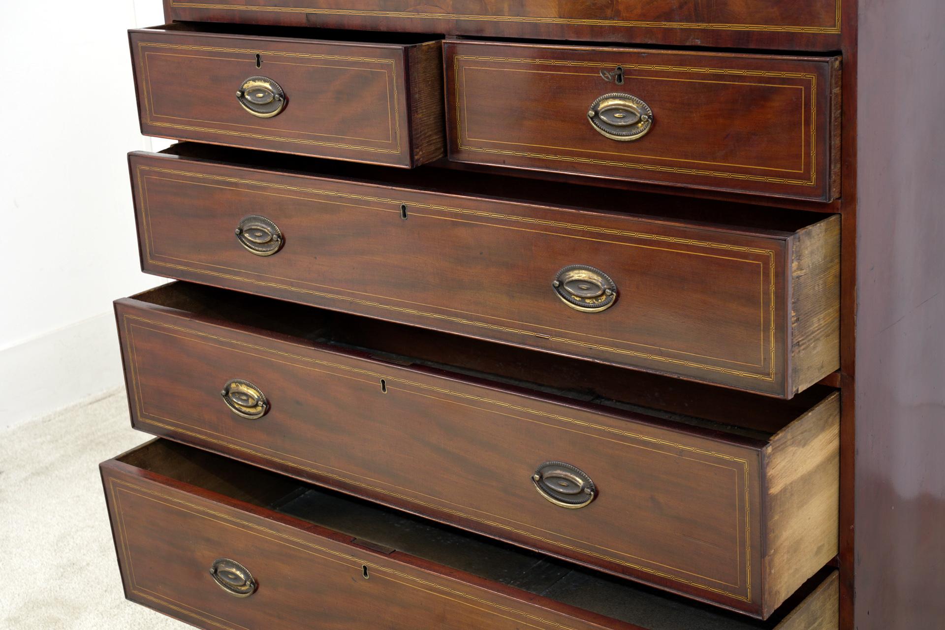 Early 19th Century Georgian Chest Drawers Mahogany Satinwood Banding 1820 For Sale