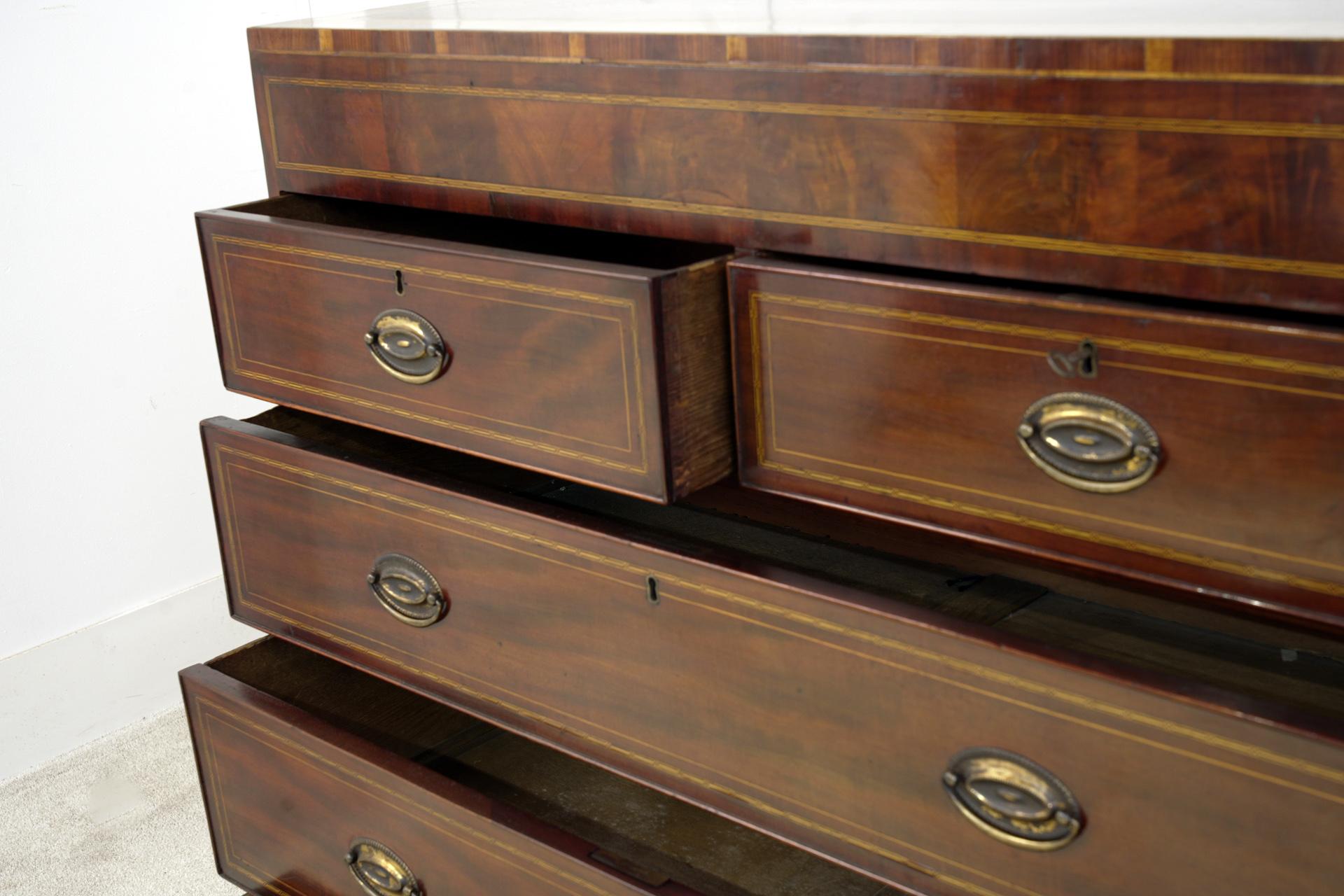 Georgian Chest Drawers Mahogany Satinwood Banding 1820 For Sale 1