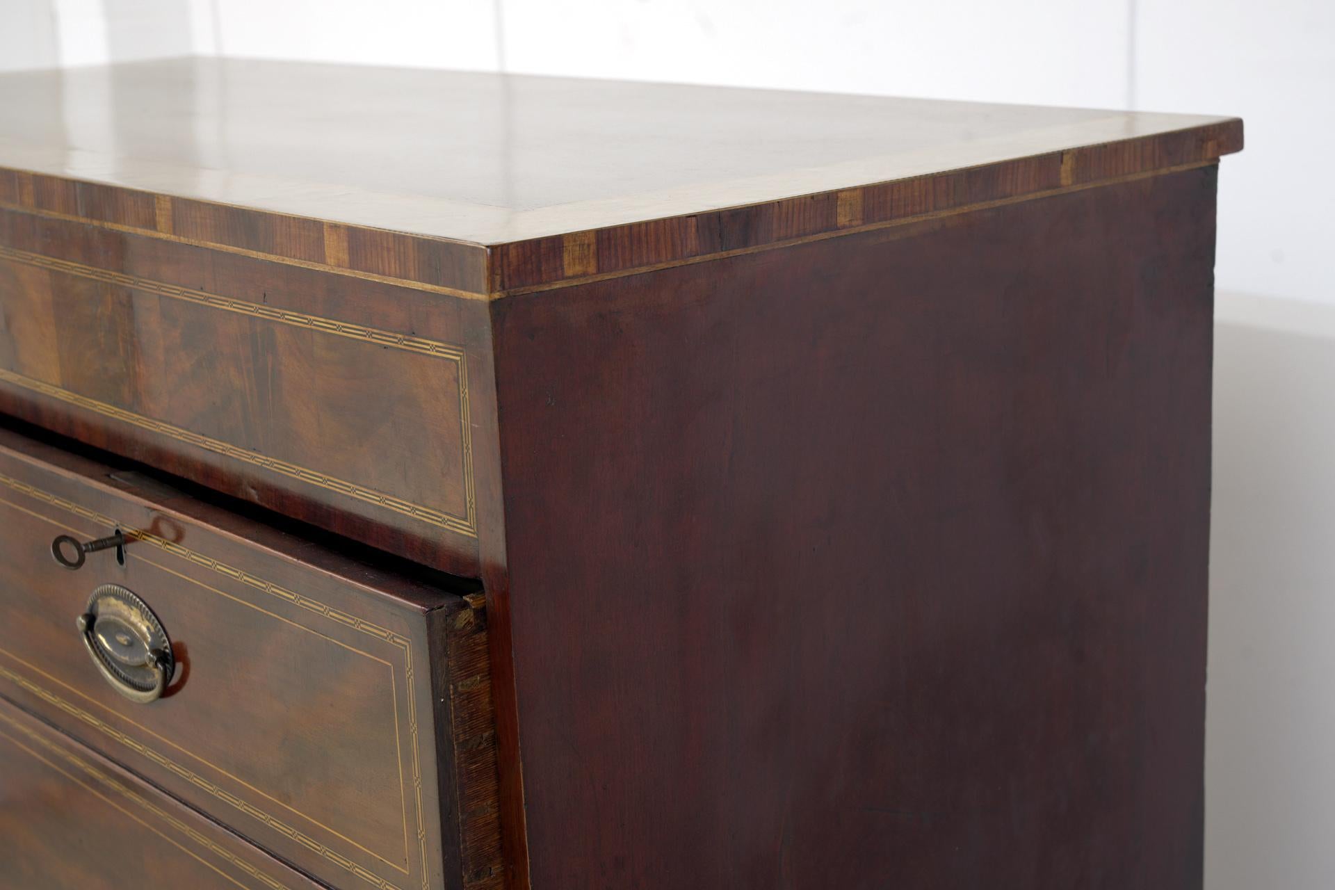 Georgian Chest Drawers Mahogany Satinwood Banding 1820 For Sale 2