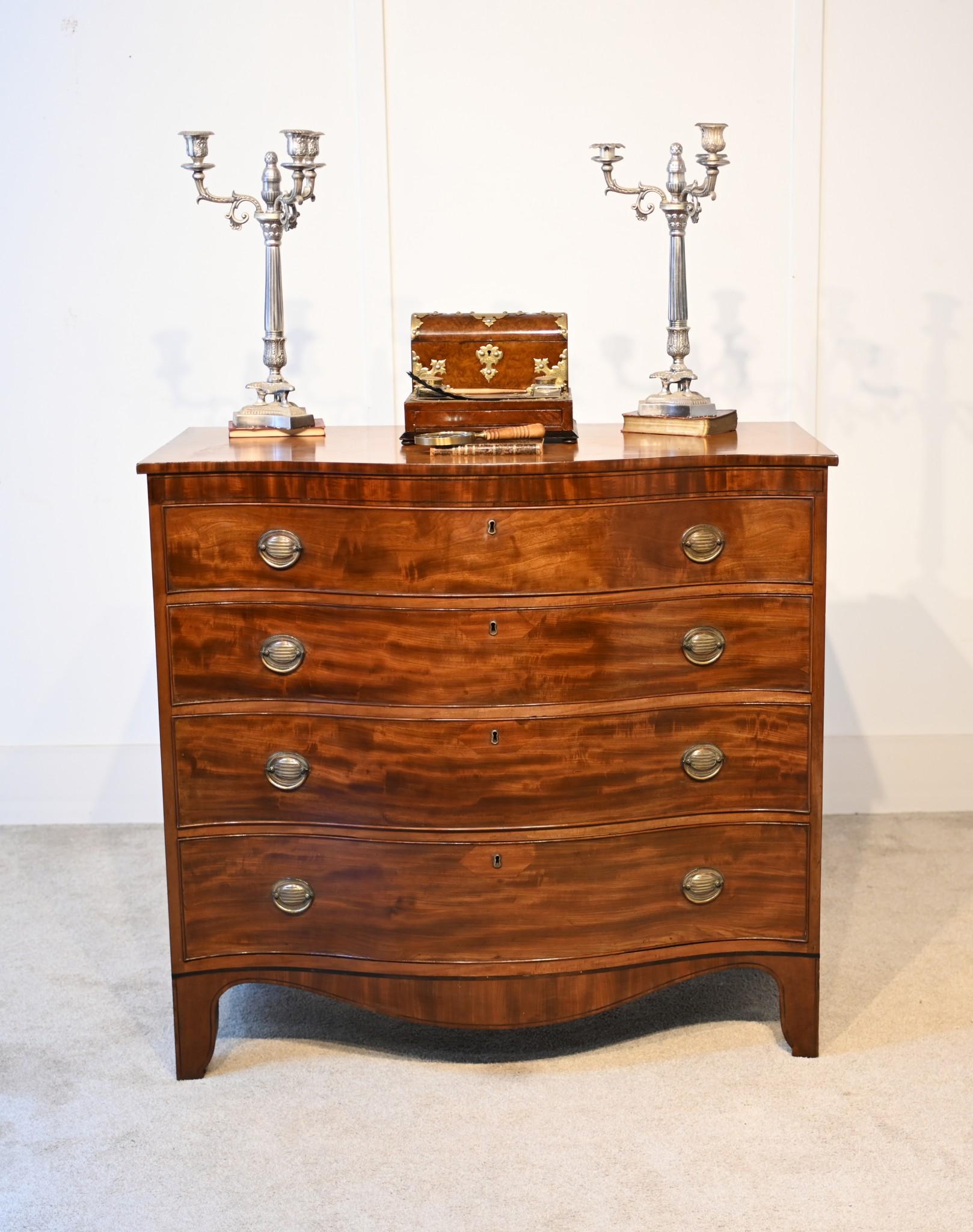 Georgian Chest of Drawers Bow Front Mahogany Commode 6