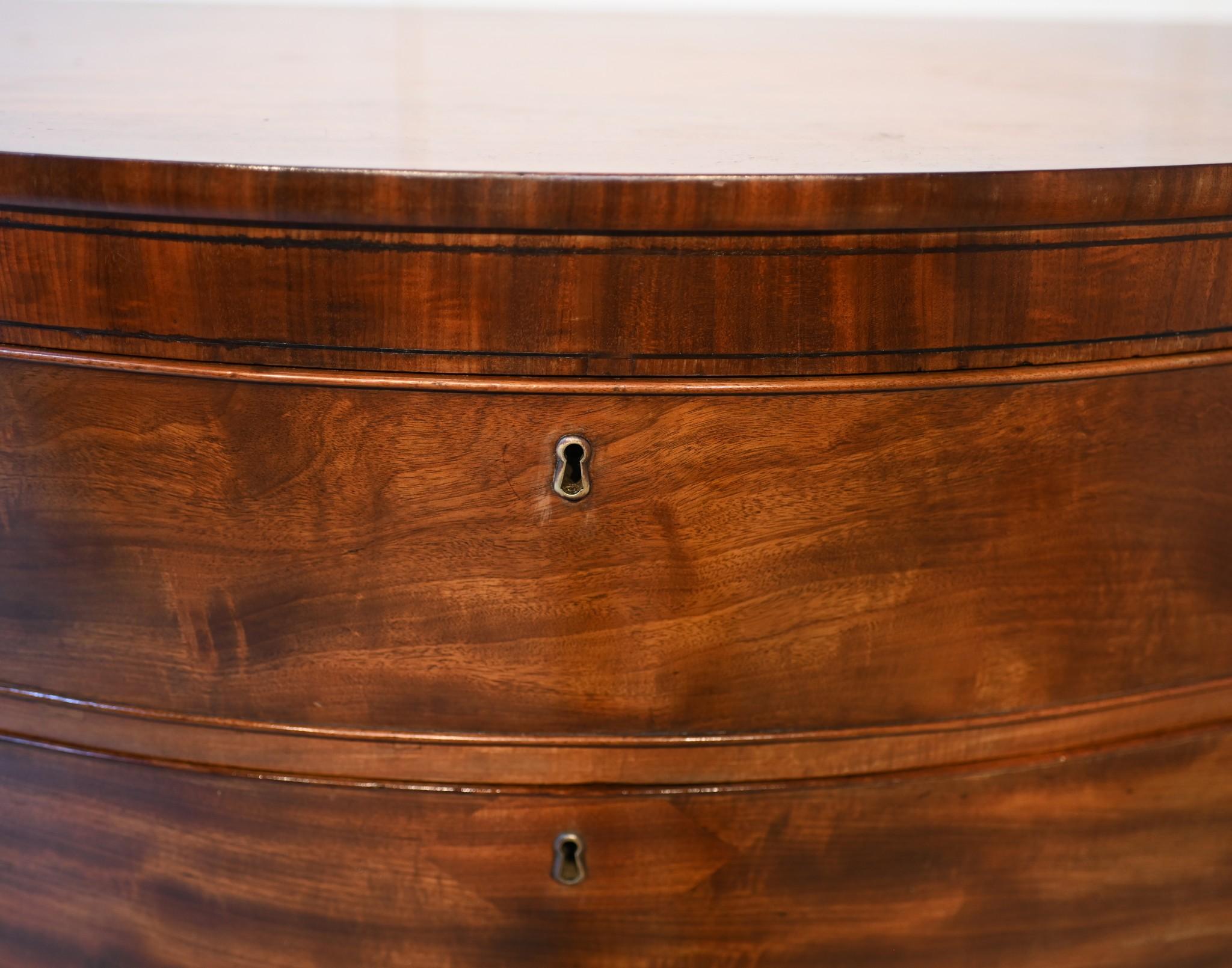 Georgian Chest of Drawers Bow Front Mahogany Commode 2
