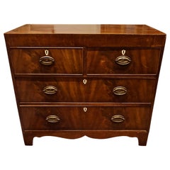 Antique Georgian Chest of Drawers Flame Mahogany with Inlay Keyholes Brass Hardware