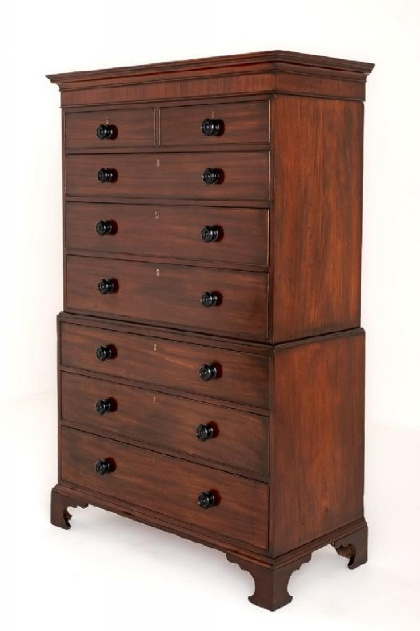 Late 20th Century Georgian Chest on Chest Mahogany Period Furniture For Sale