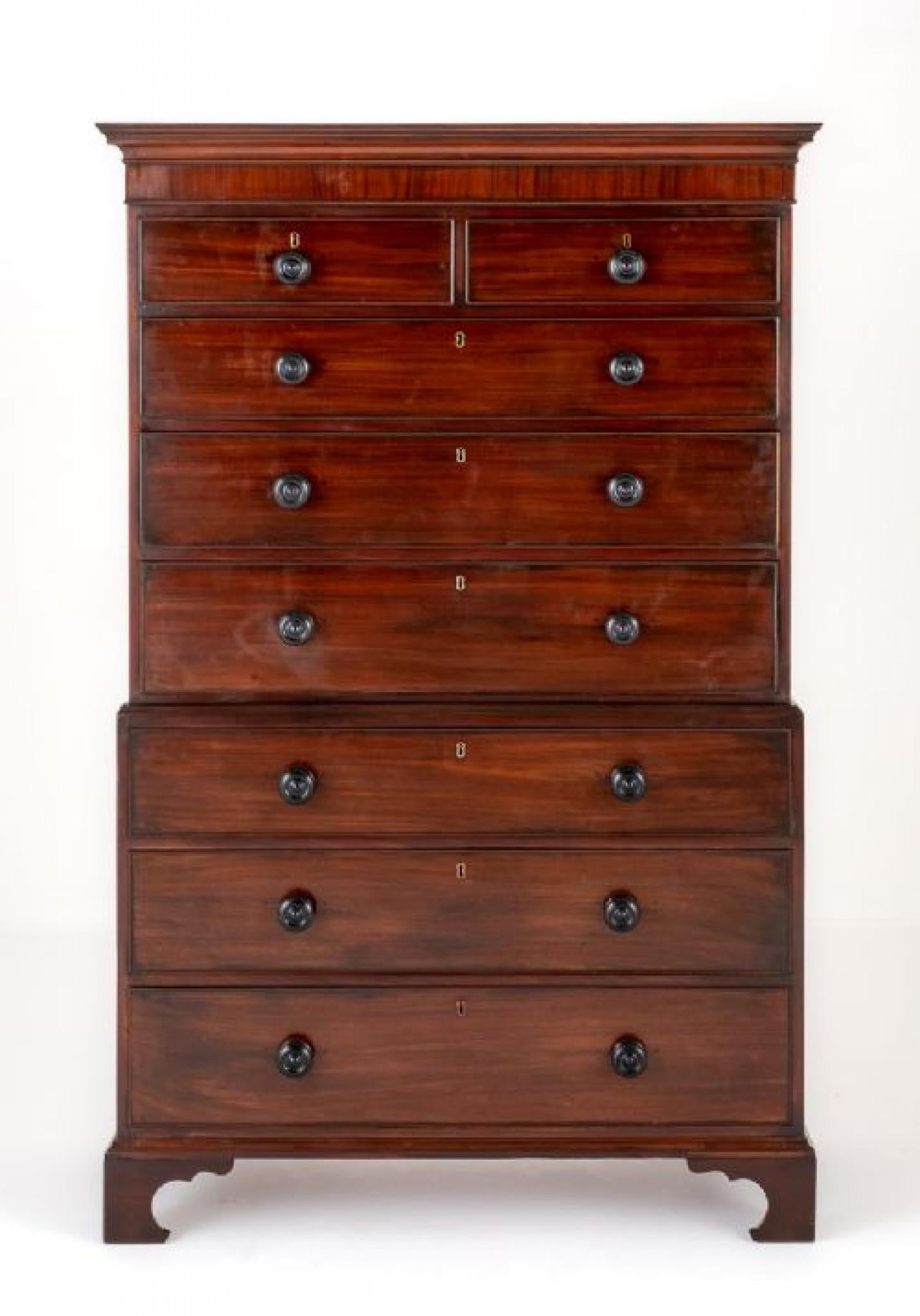 Georgian Chest on Chest Mahogany Period Furniture For Sale 2