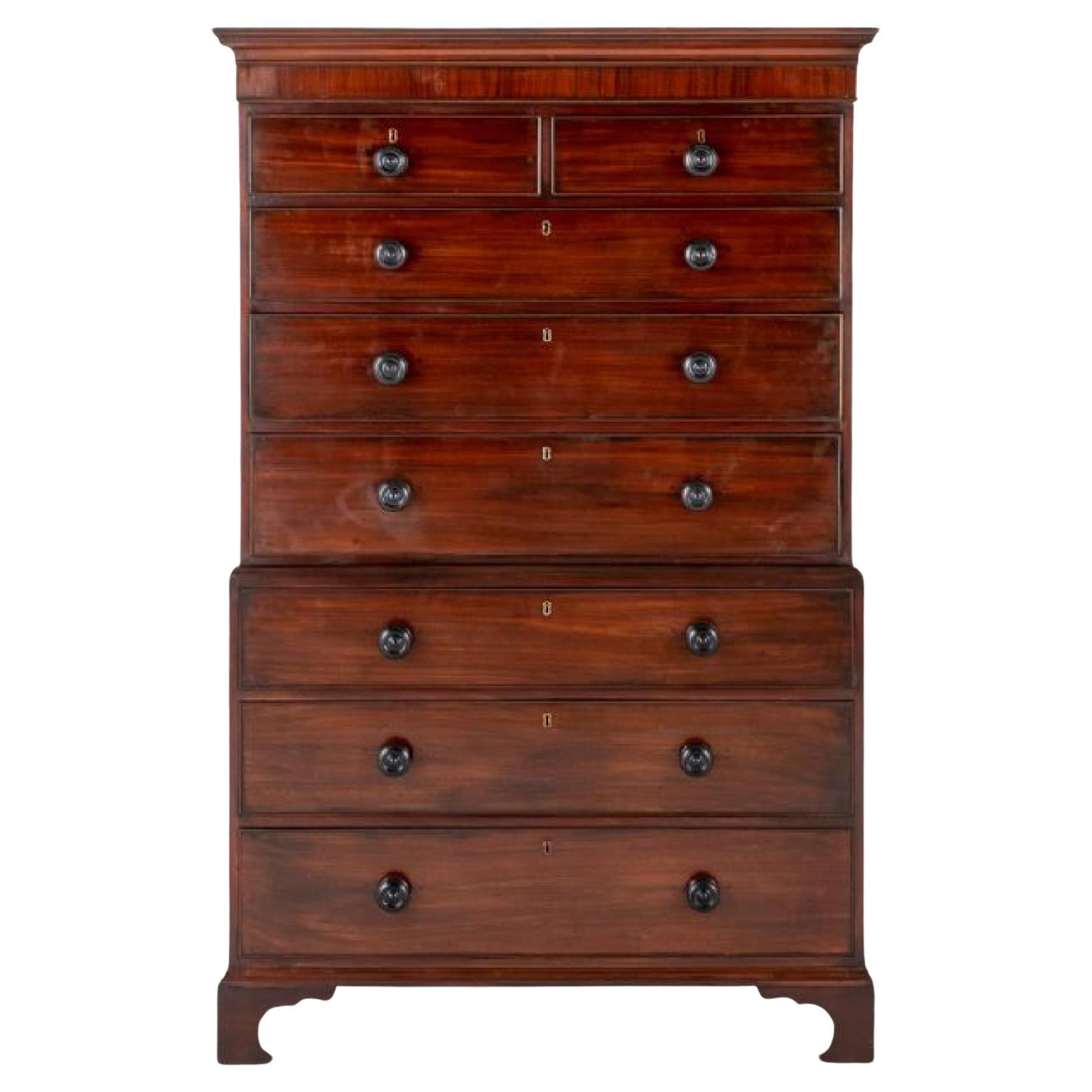Georgian Chest on Chest Mahogany Period Furniture For Sale