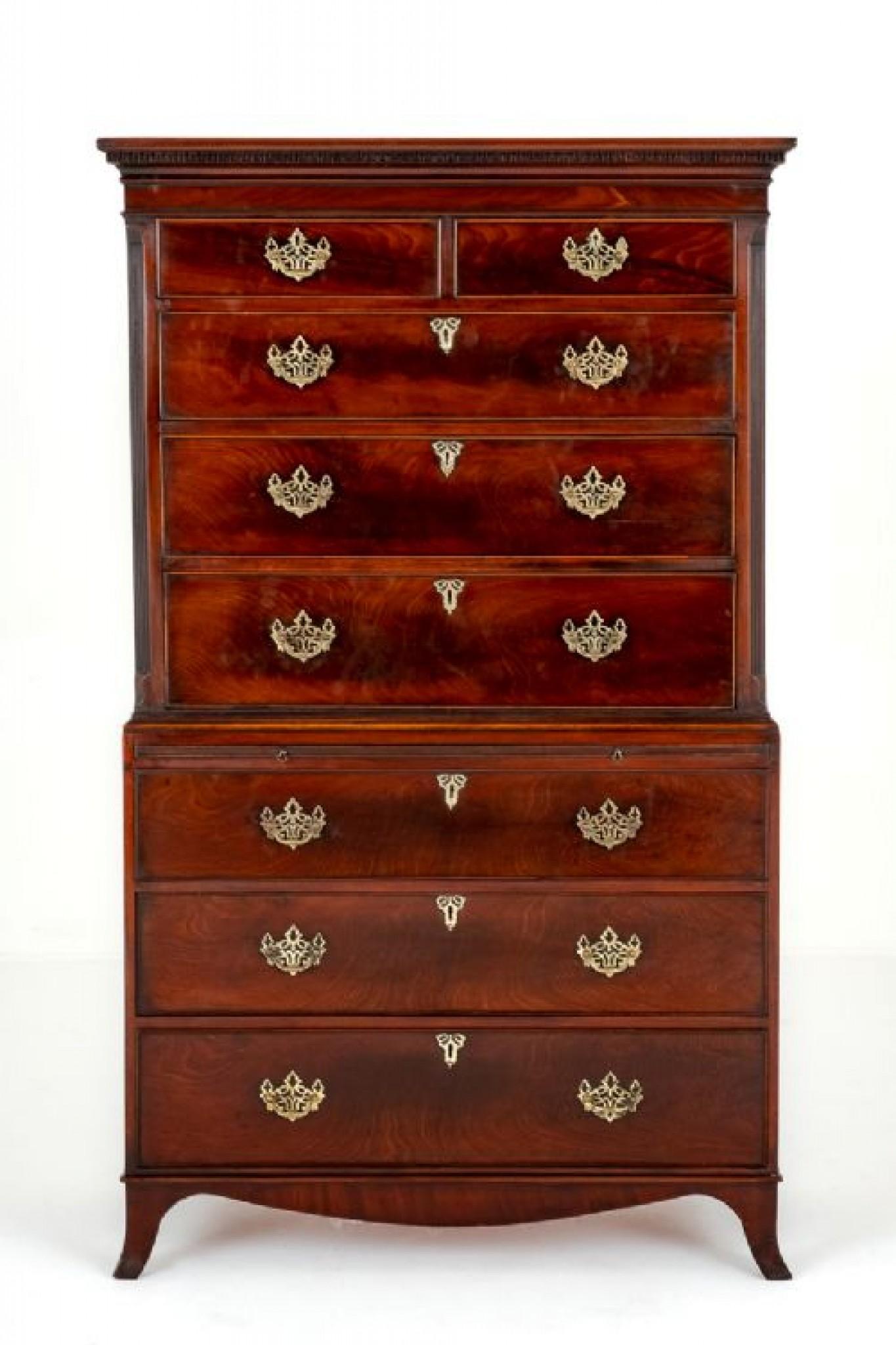 Georgian Chest on Chest Period Mahogany In Good Condition For Sale In Potters Bar, GB