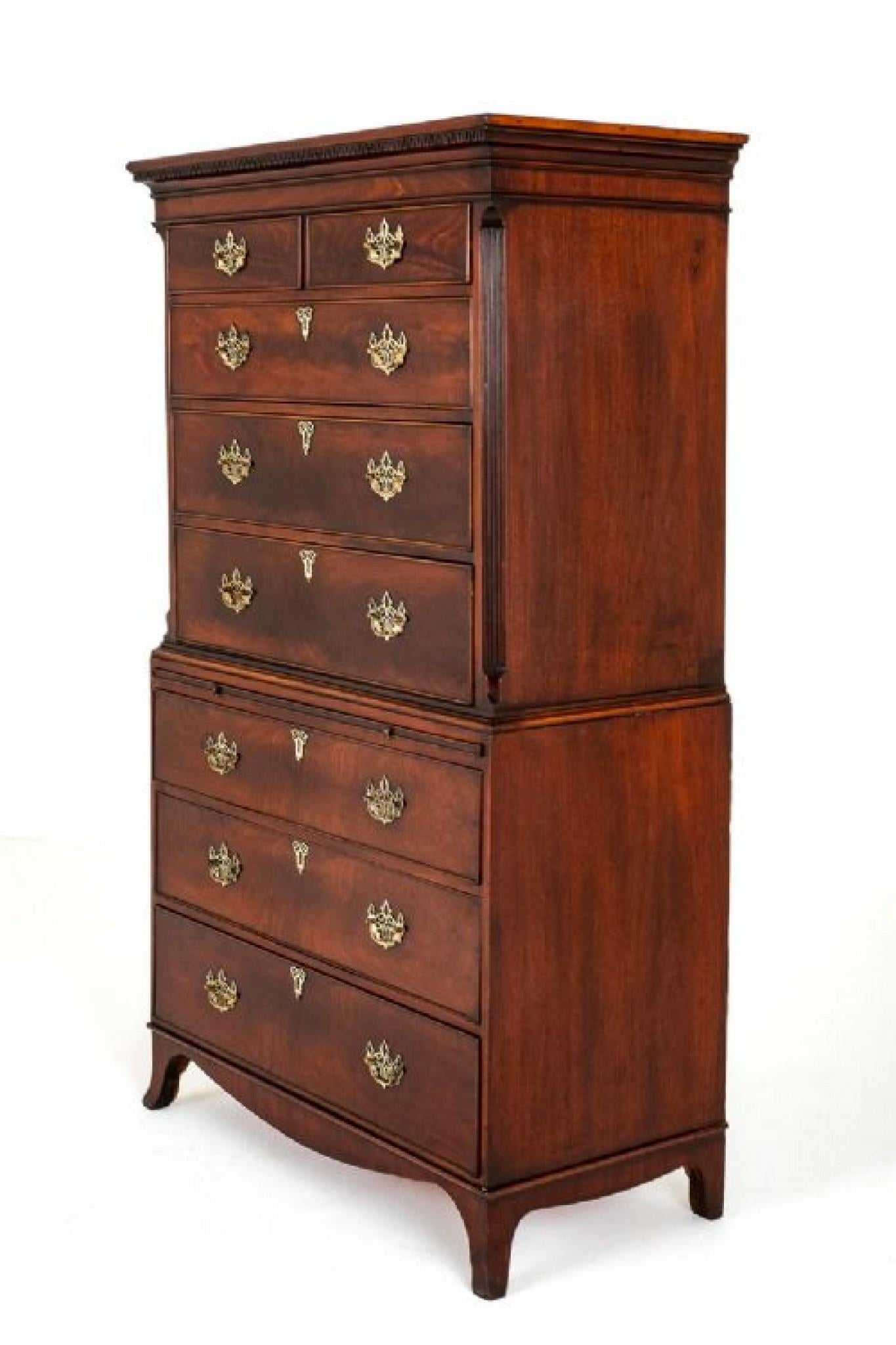 Late 20th Century Georgian Chest on Chest Period Mahogany For Sale