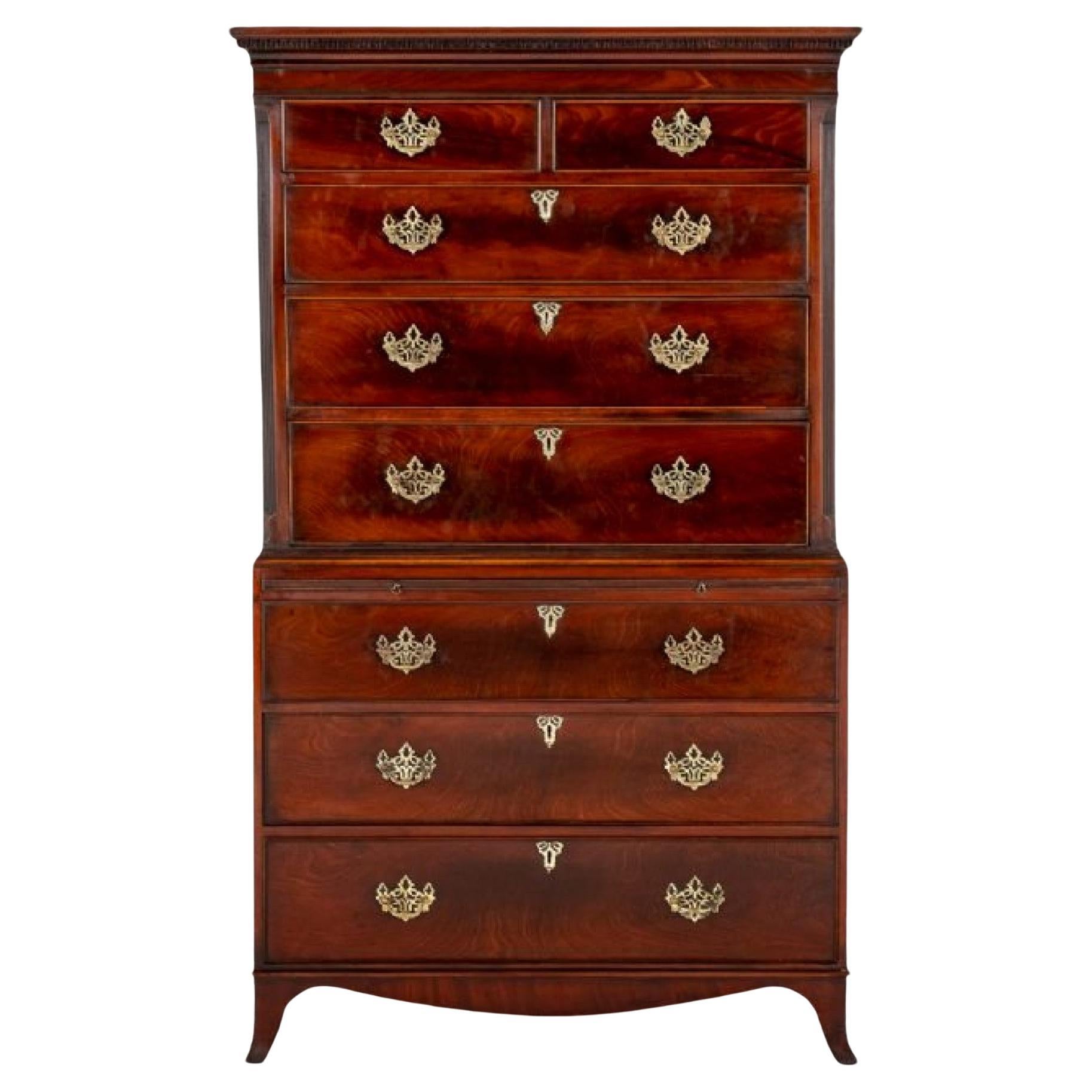 Georgian Chest on Chest Period Mahogany For Sale