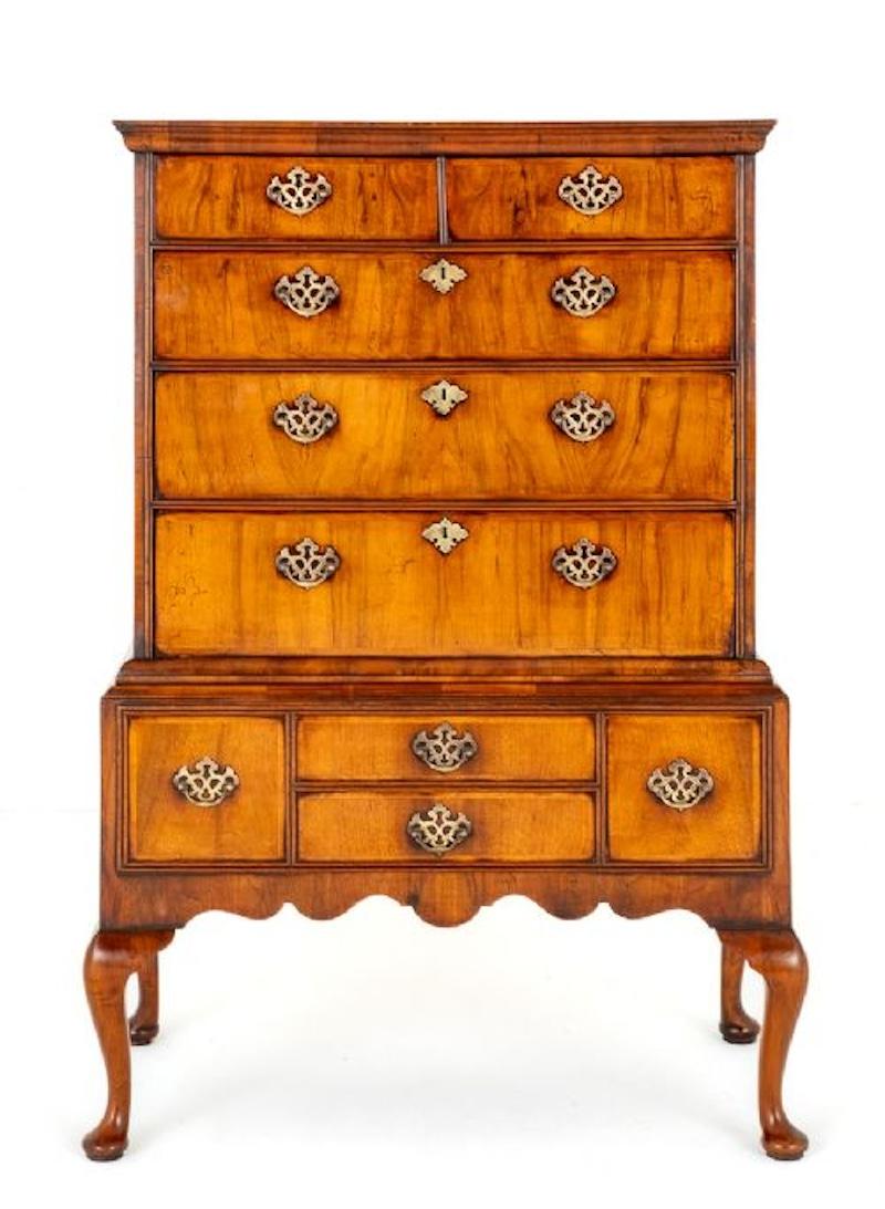 Late 20th Century Georgian Chest on Stand Cabinet Antique Walnut For Sale