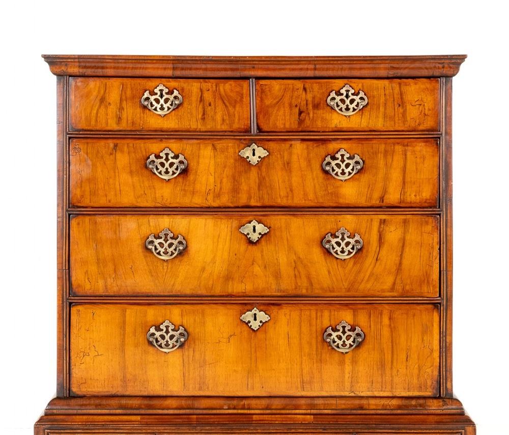 Georgian Chest on Stand Cabinet Antique Walnut For Sale 1