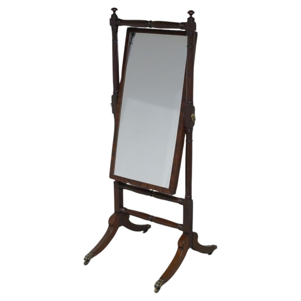 Glorious period Georgian cheval mirror in Mahogany
Dated to circa 1820 and in great shape considering age Glass is clear and blemish free
Stands on brass lions feet with castors
Bought from a private house call in London's Pimlico
Such a great look,