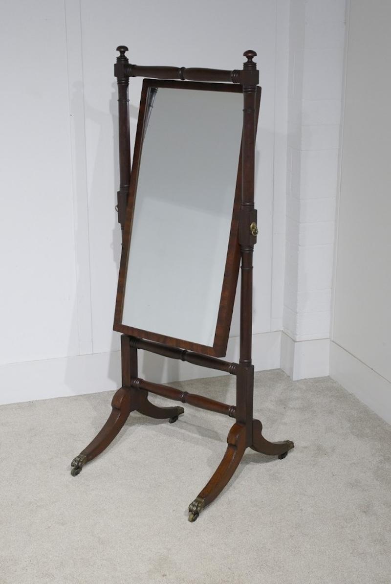 Georgian Cheval Mirror Mahogany 1820 In Good Condition For Sale In Potters Bar, GB