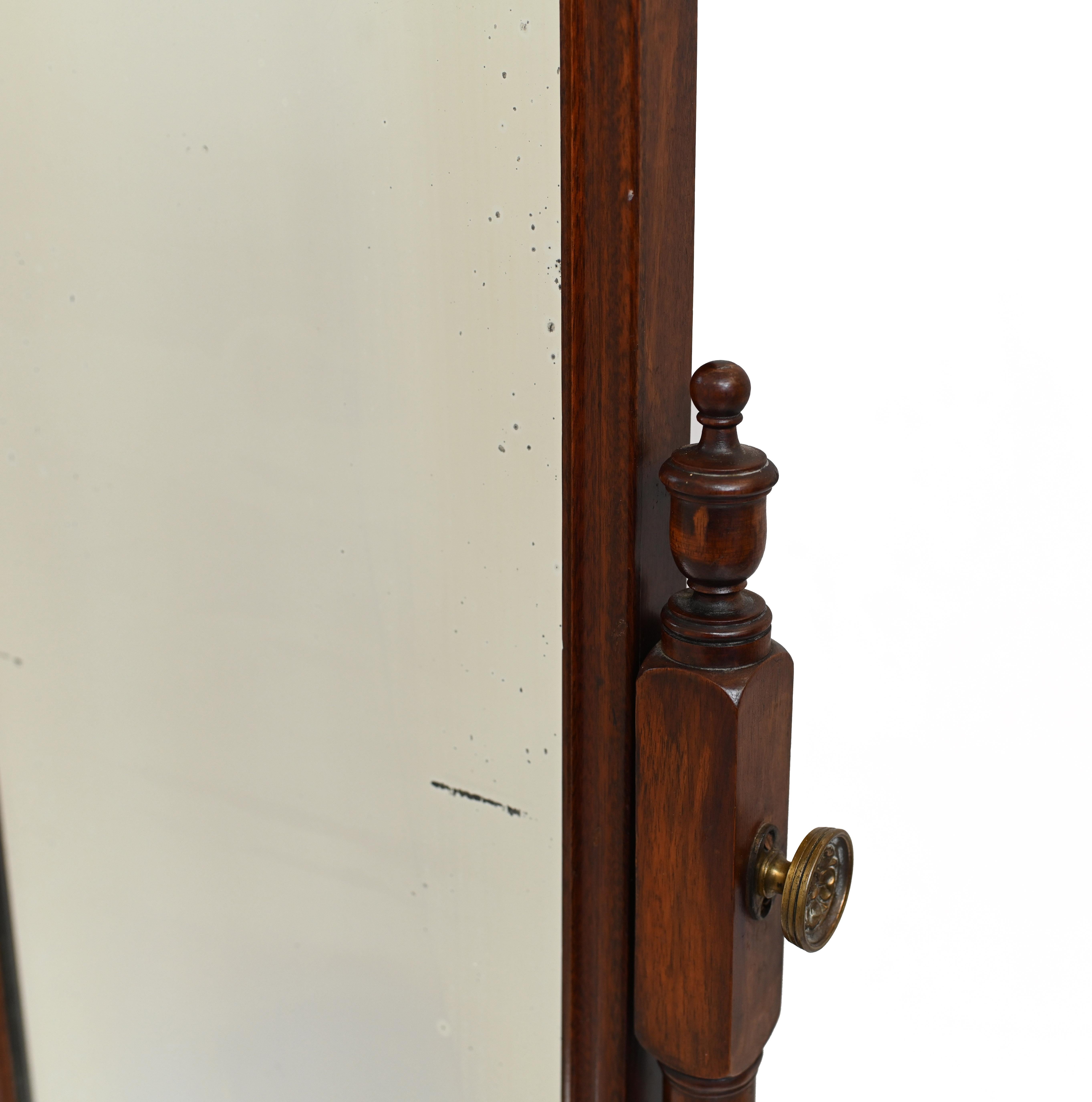Late 19th Century Georgian Cheval Mirror Swivel Mahogany, 1890