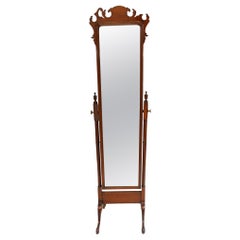 Antique Georgian Cheval Mirror Swivel Mahogany 1890