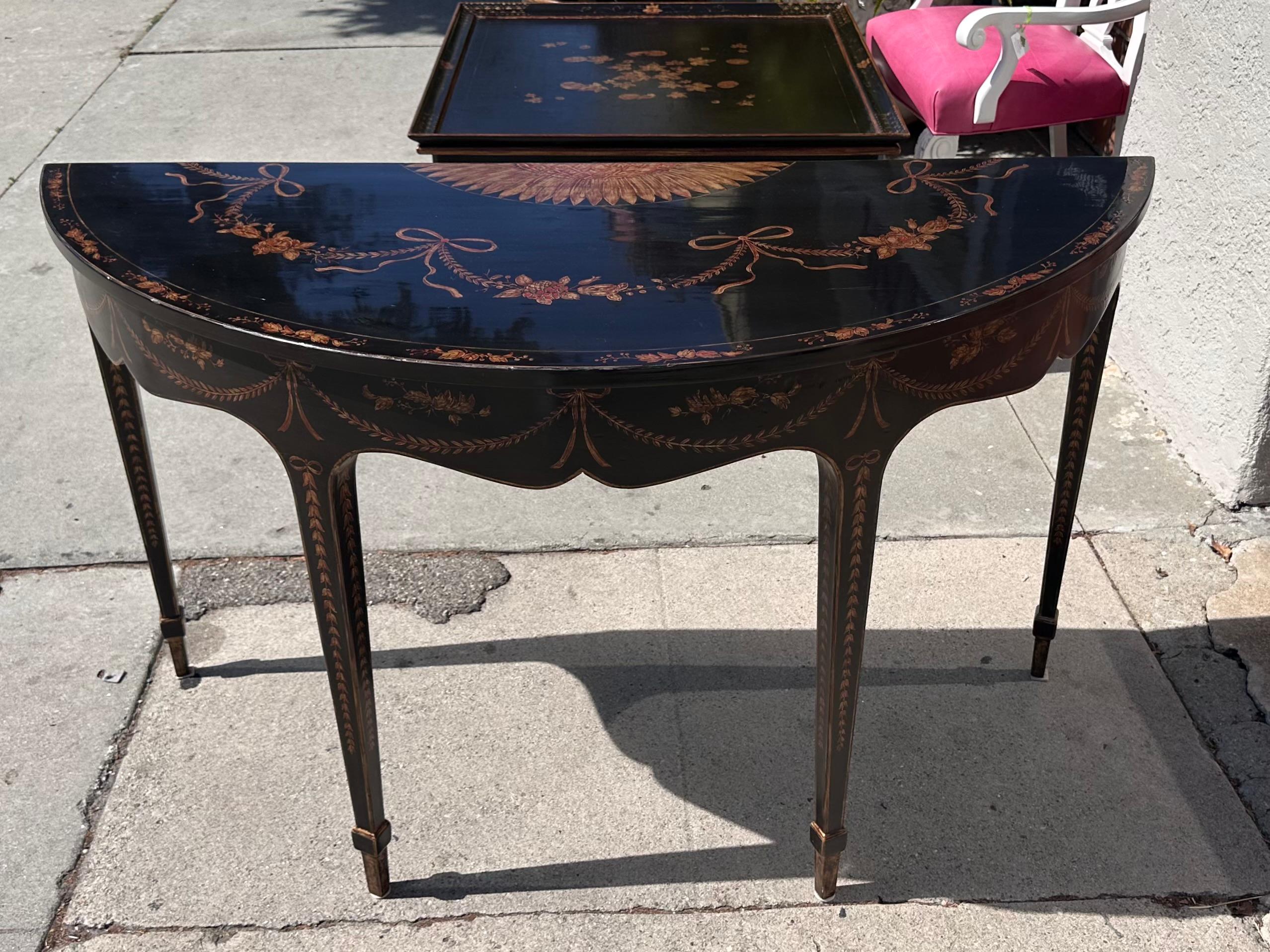 Regency Georgian Chinoiserie Burton Ching Ltd Demilune Console Table