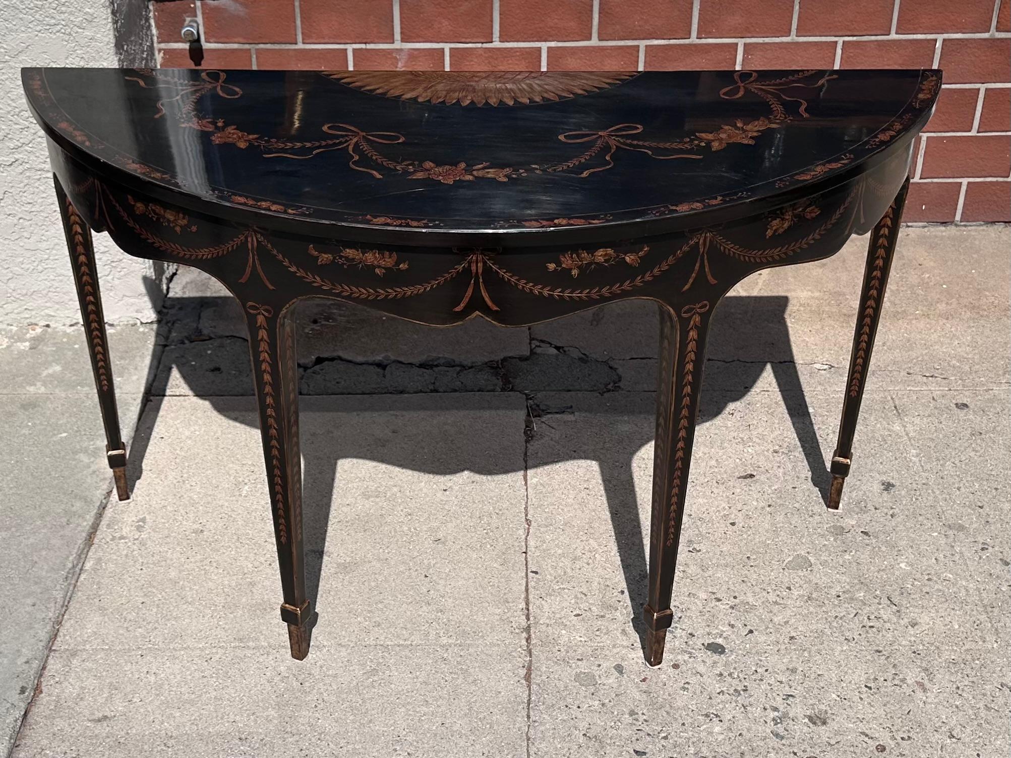 Contemporary Georgian Chinoiserie Burton Ching Ltd Demilune Console Table