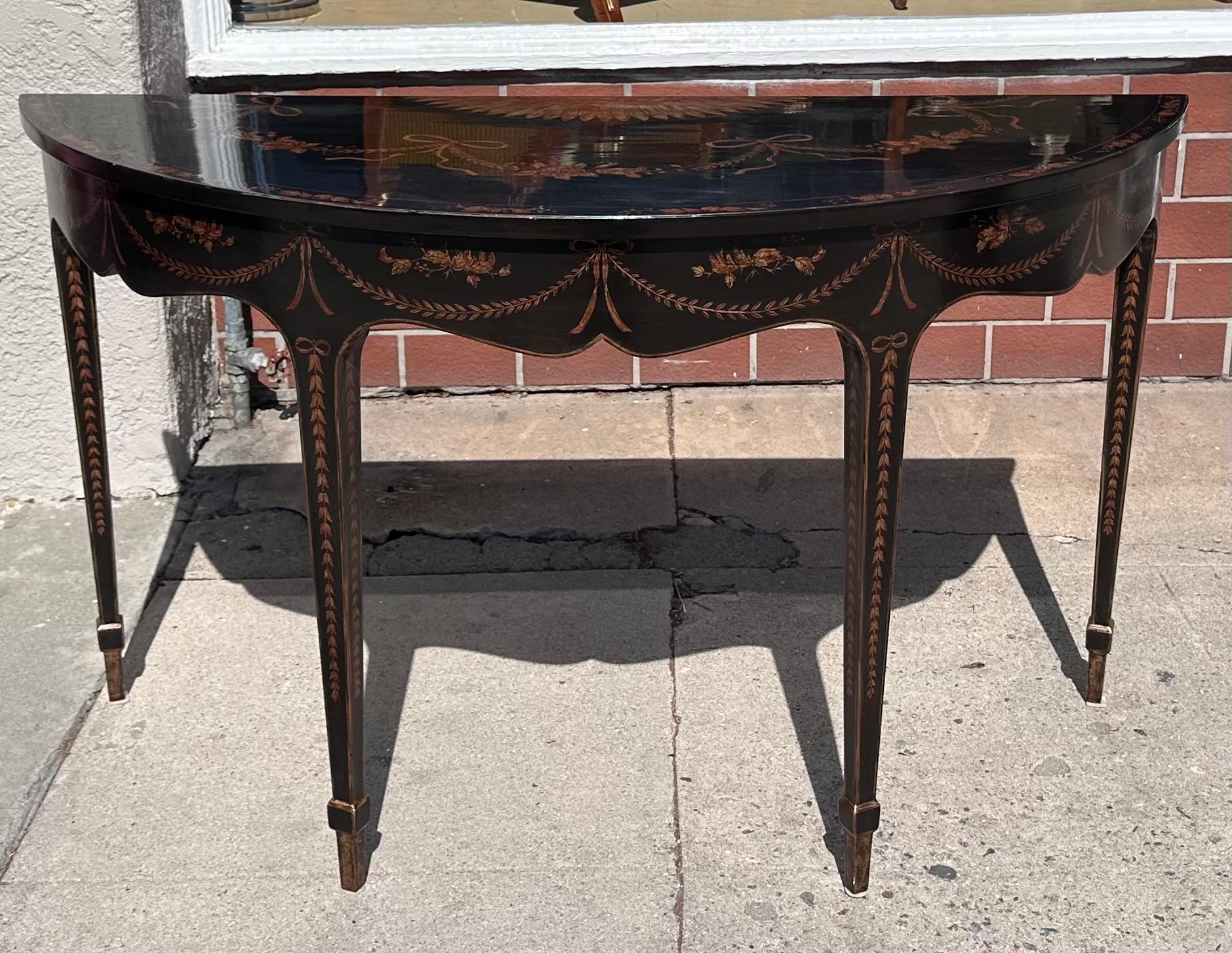 Georgian Chinoiserie Burton Ching Ltd Demilune Console Table 1