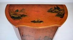 Georgian Chinoiserie Red Lacquered Demi-Lune Cabinet