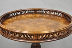Georgian Chippendale Fretwork Gallery Round Mahogany Occasional Side Table
