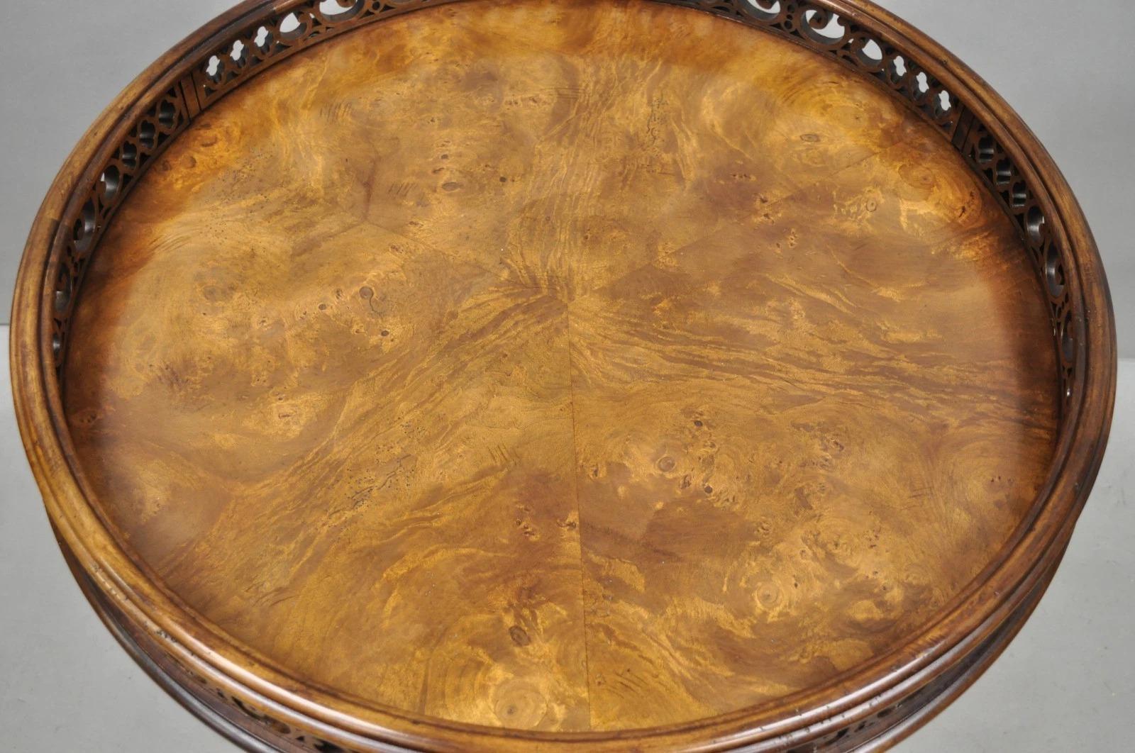 Georgian Chippendale Fretwork Gallery Round Mahogany Occasional Side Table In Good Condition For Sale In Philadelphia, PA