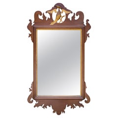 Georgian Chippendale Gilt Mahogany Hoho Bird Fretwork Pier-glass Wall Mirror