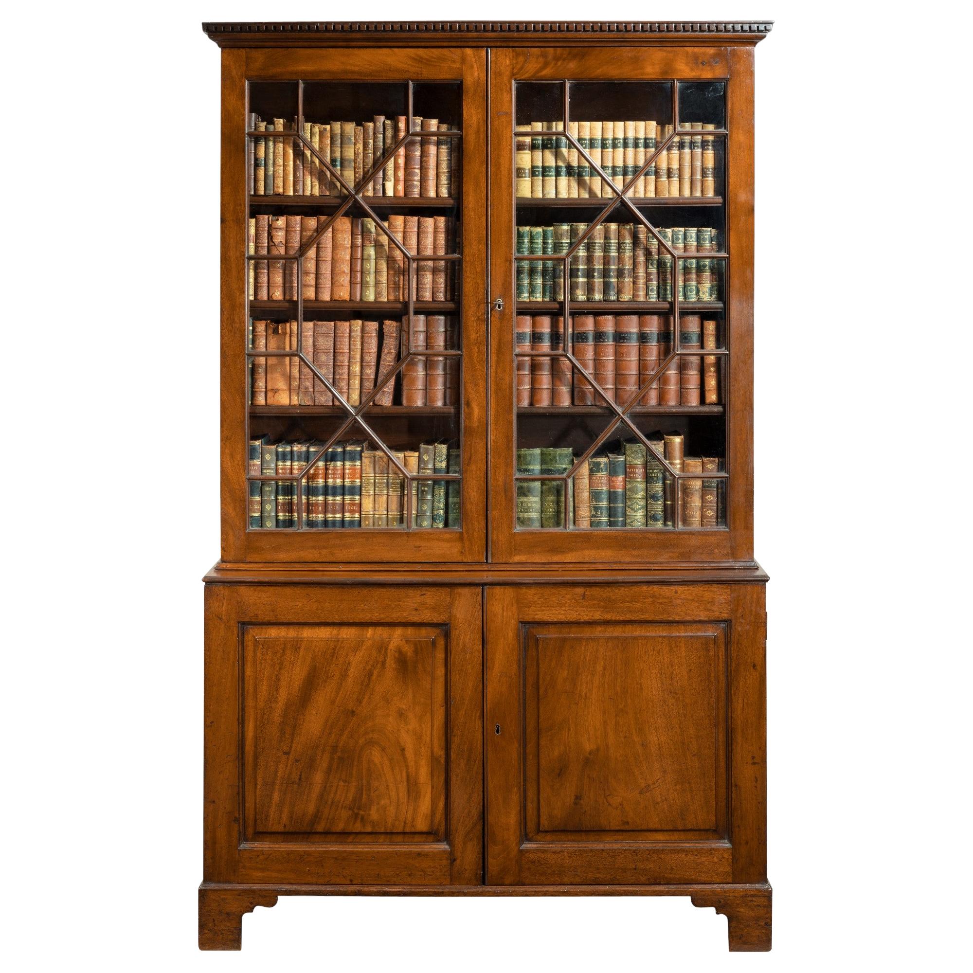 Georgian Chippendale Mahogany Cupboard Base Bookcase