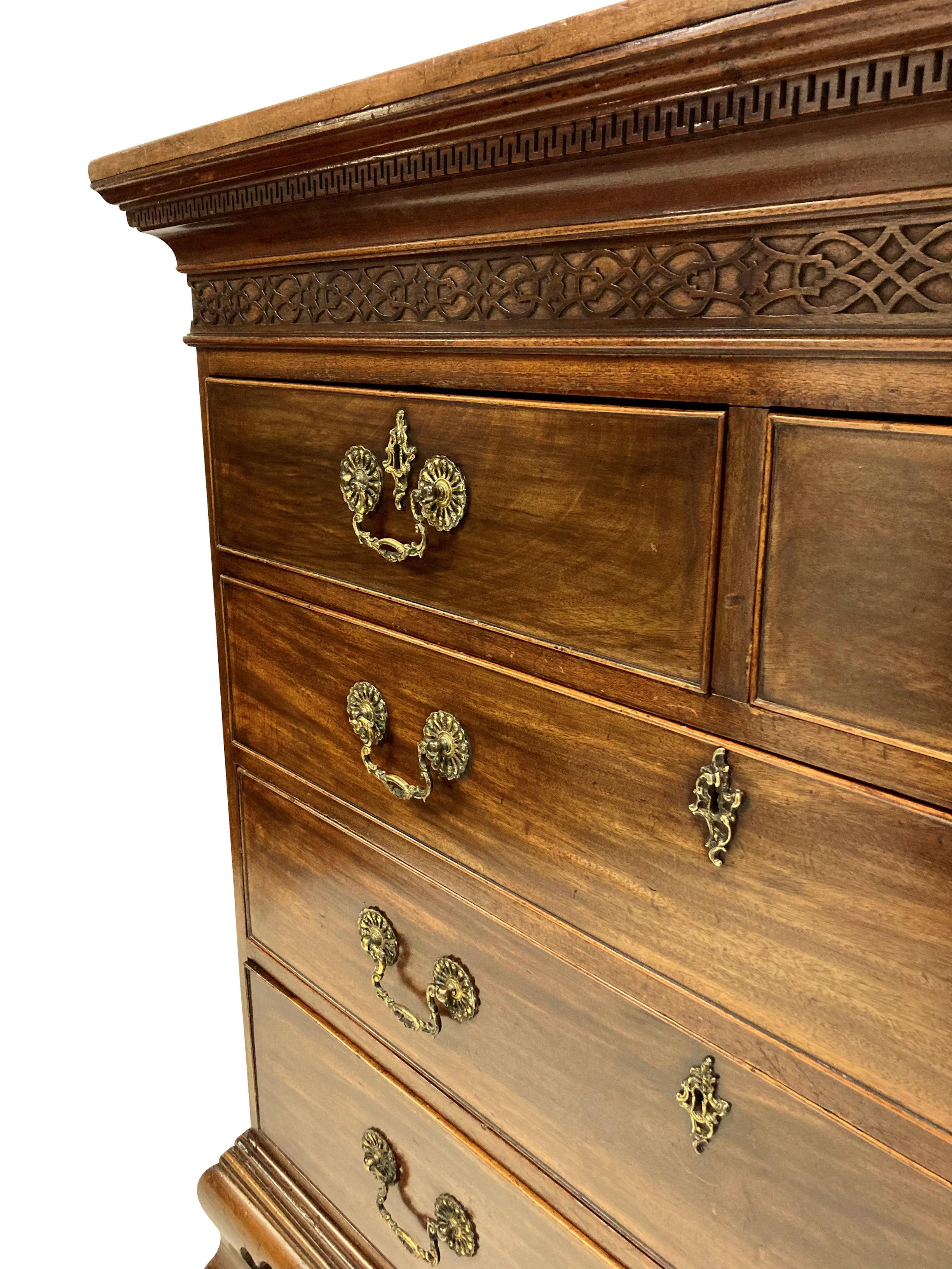 George III Georgian Chippendale Period Chest of Drawers For Sale