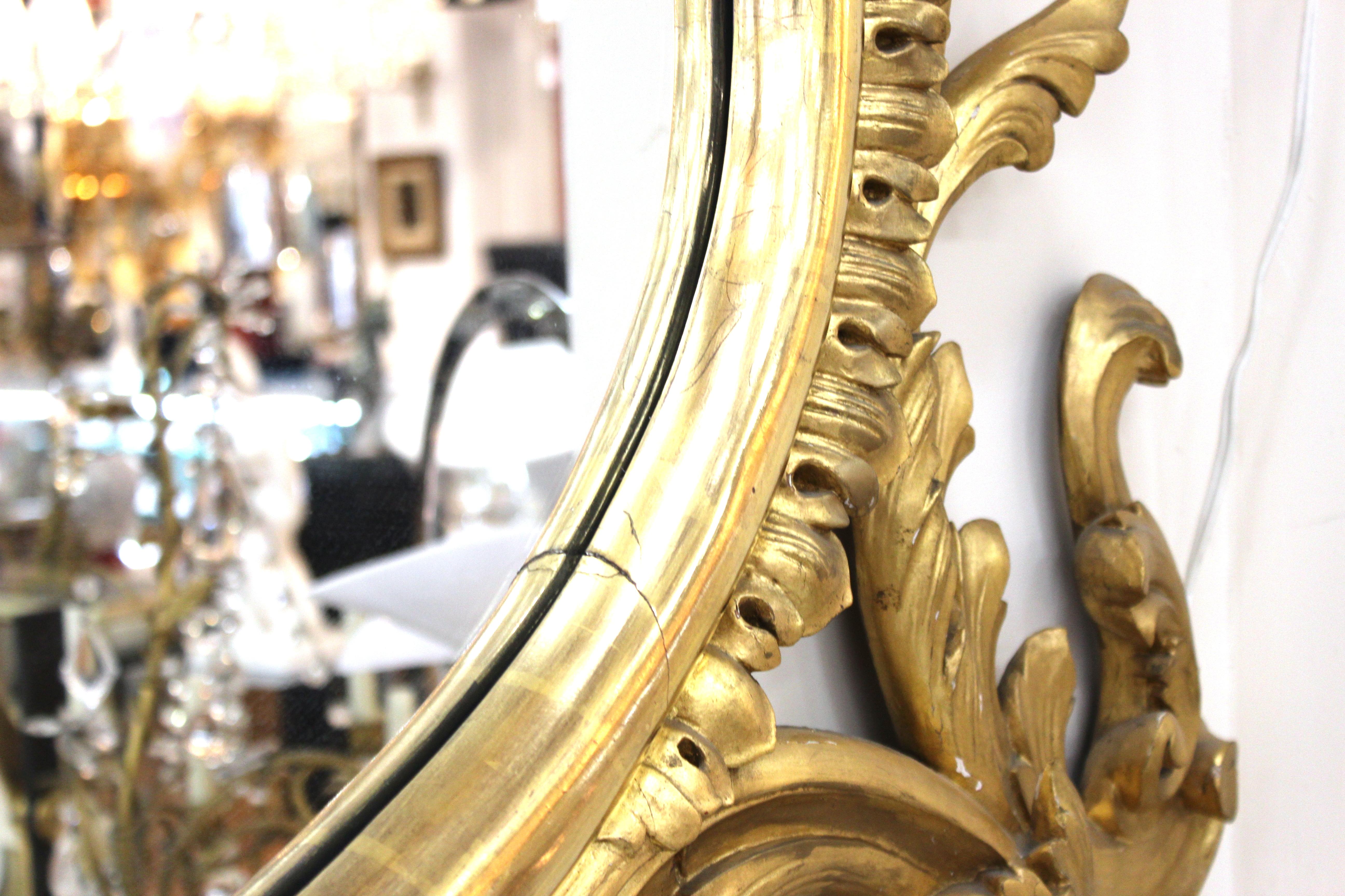Georgian Chippendale Style Giltwood Carved Mantel Mirror with Ho Ho Birds 6