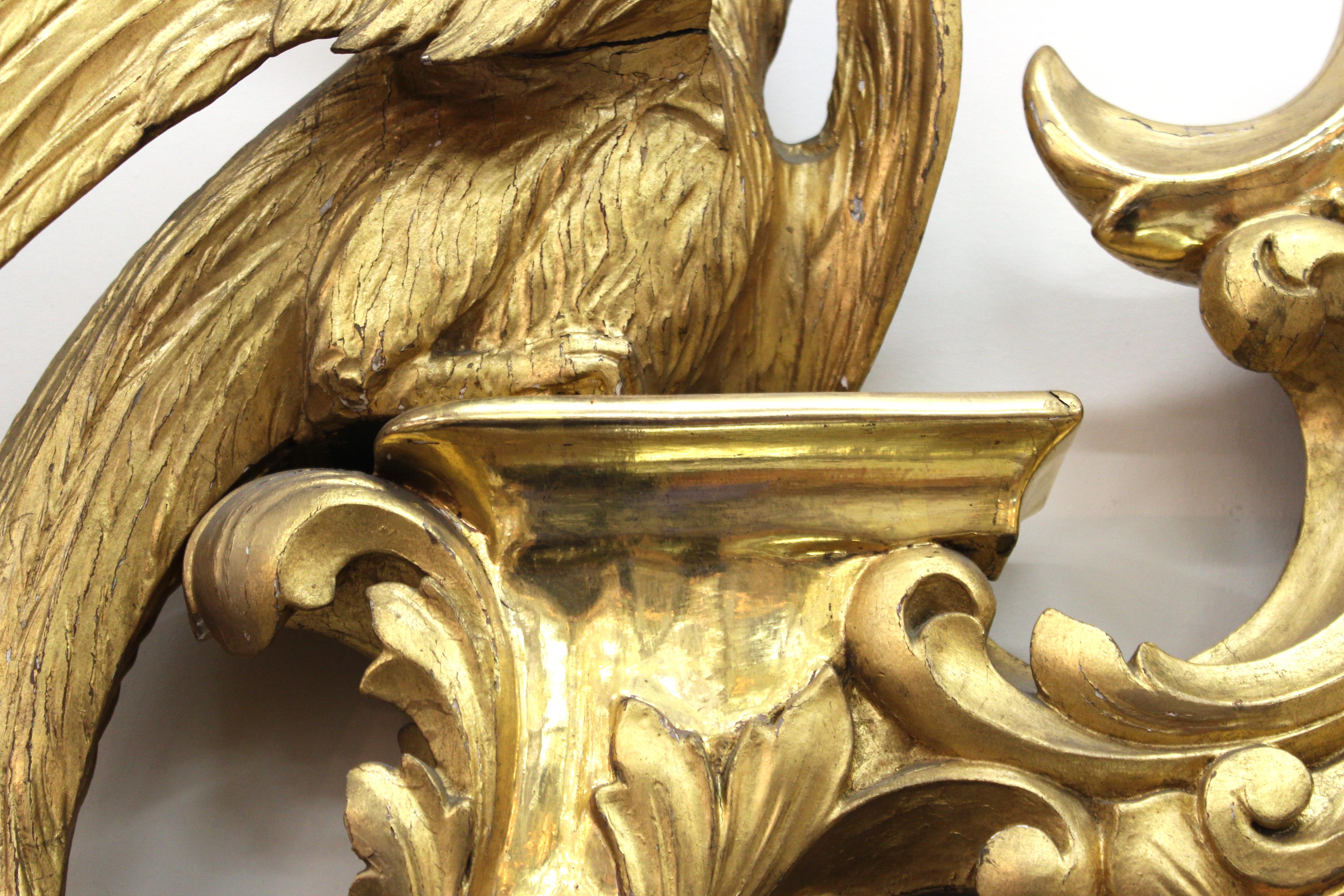 Georgian Chippendale Style Giltwood Carved Mantel Mirror with Ho Ho Birds 8