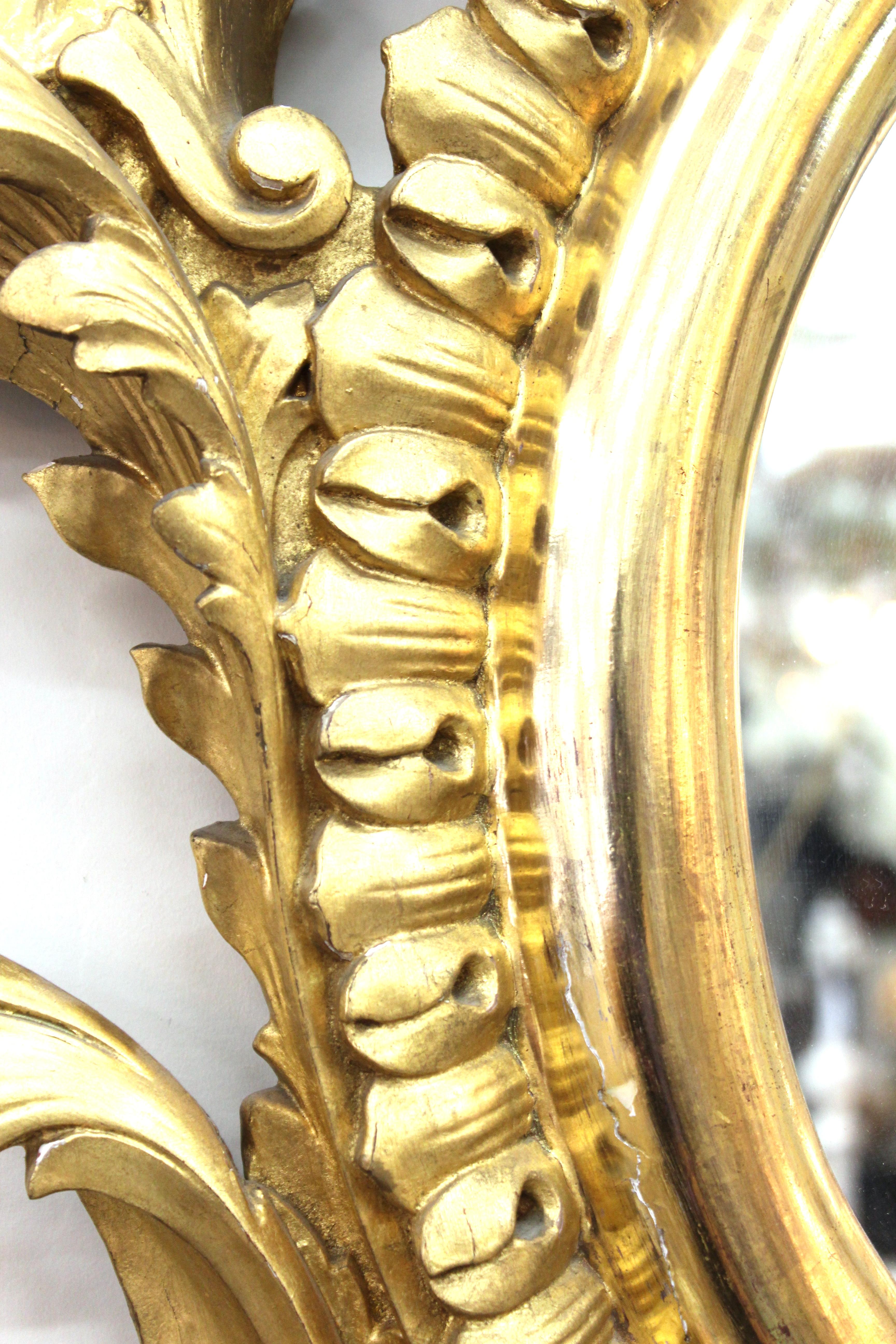 Georgian Chippendale Style Giltwood Carved Mantel Mirror with Ho Ho Birds 9