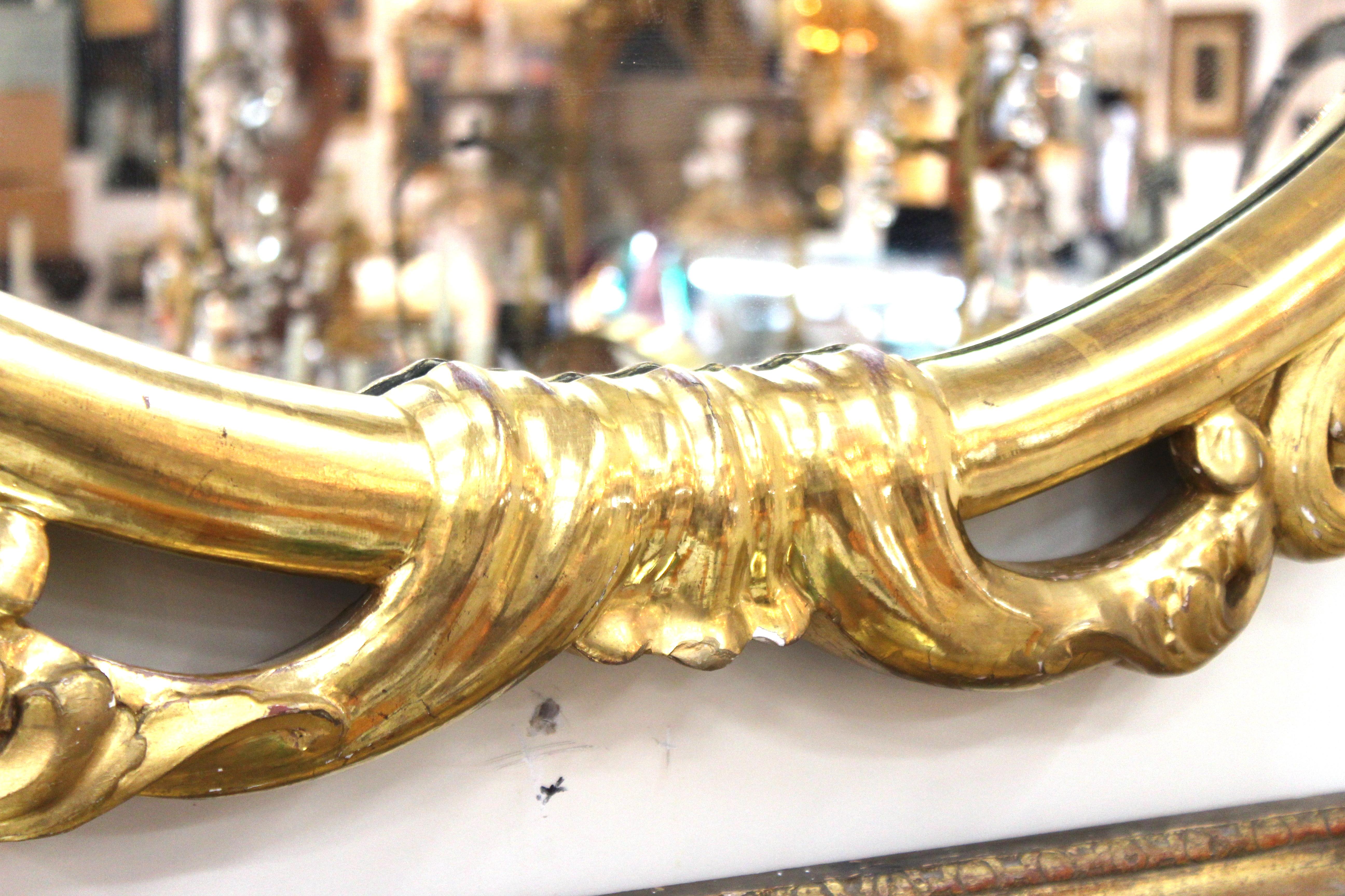 Georgian Chippendale Style Giltwood Carved Mantel Mirror with Ho Ho Birds 2