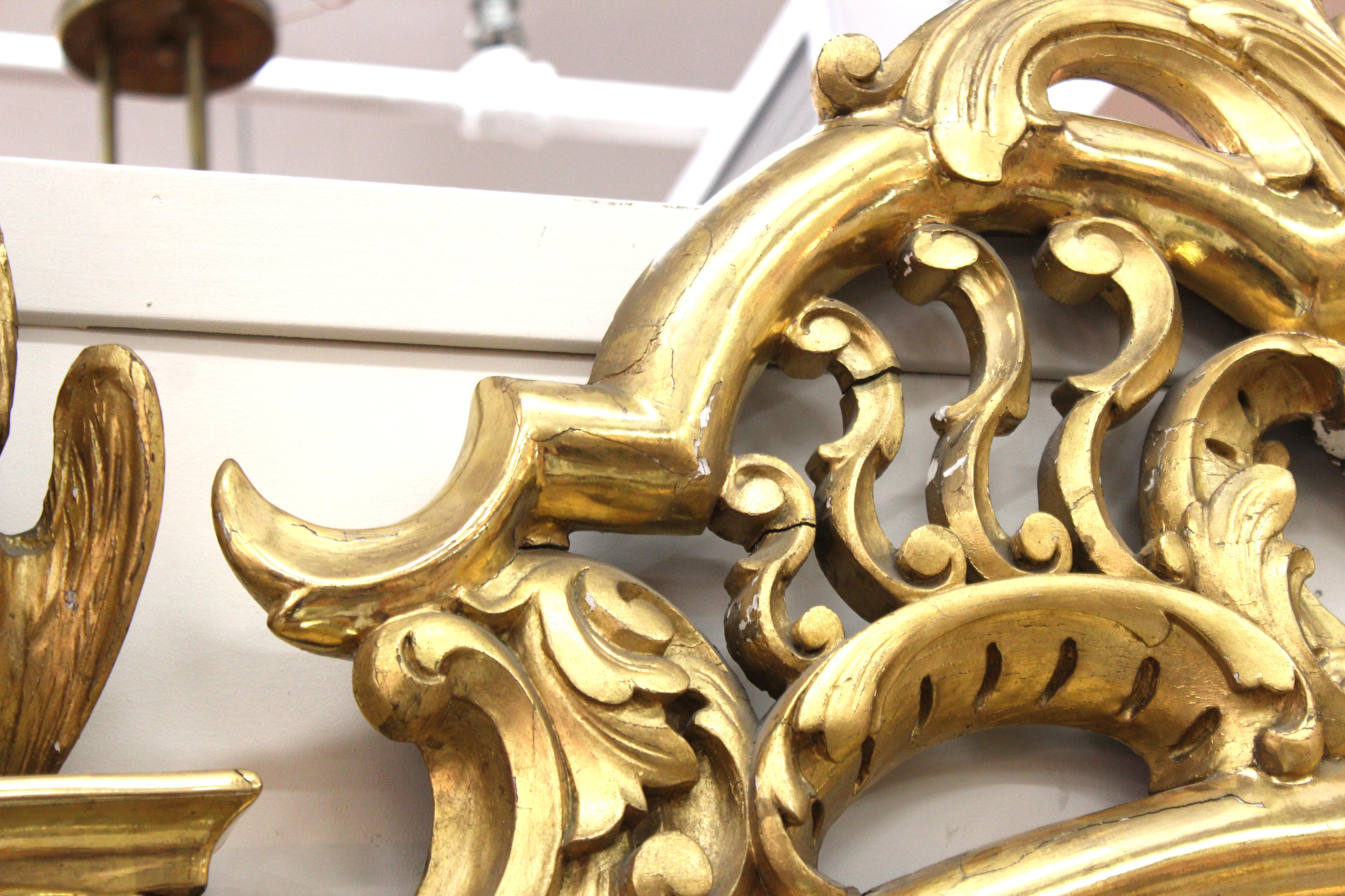 Georgian Chippendale Style Giltwood Carved Mantel Mirror with Ho Ho Birds 3