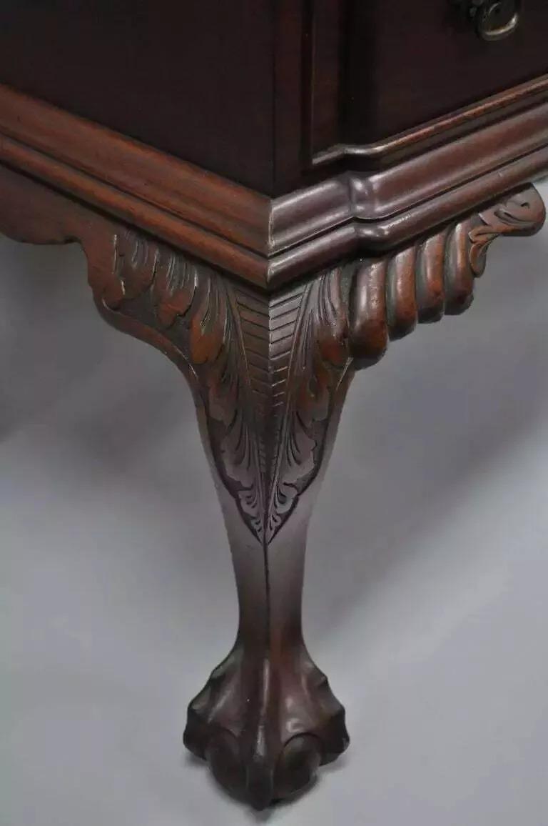 Unknown Georgian Chippendale Style Mahogany Block Front Shell Carved Secretary Desk For Sale