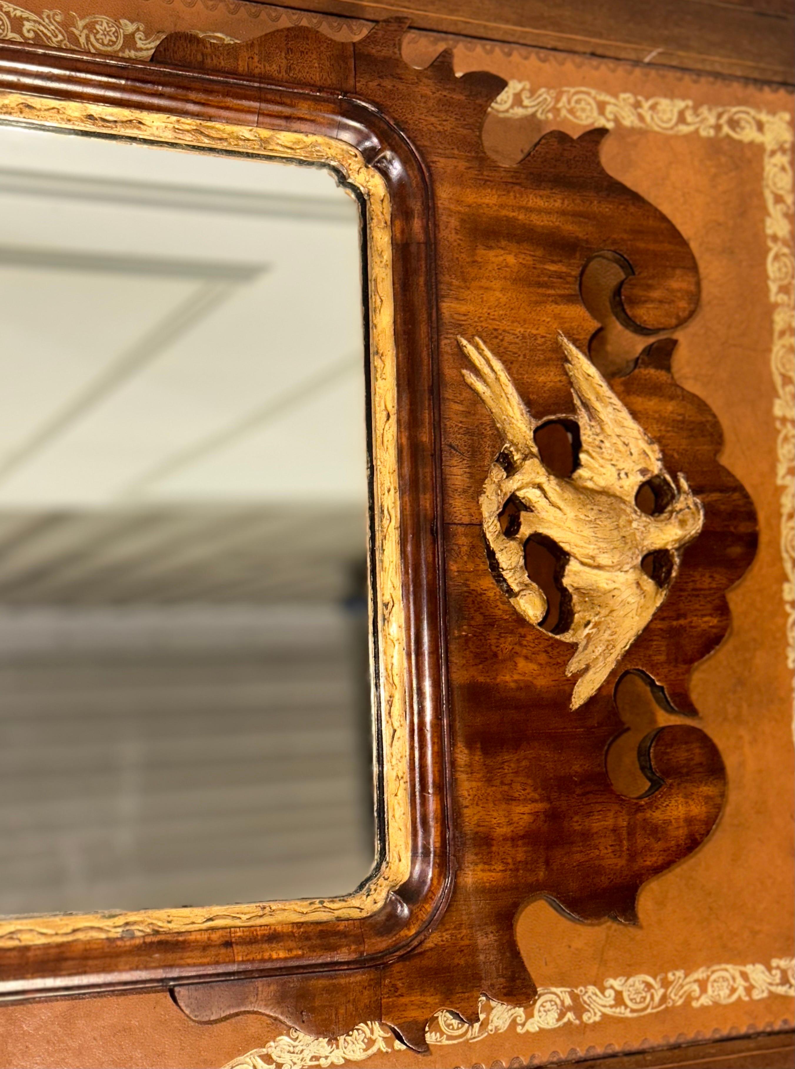 Mid-18th Century Georgian circa 1760 Thomas Chippendale Phoenix Giltwood Mirror For Sale