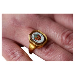 Georgian Circa 1790 Italian Grand Tour Micro Mosaic Lady Bird 22 Carat Ring