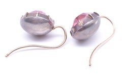 Georgianische runde rosa Paste-Ohrringe, um 1820, mit Silber hinterlegt