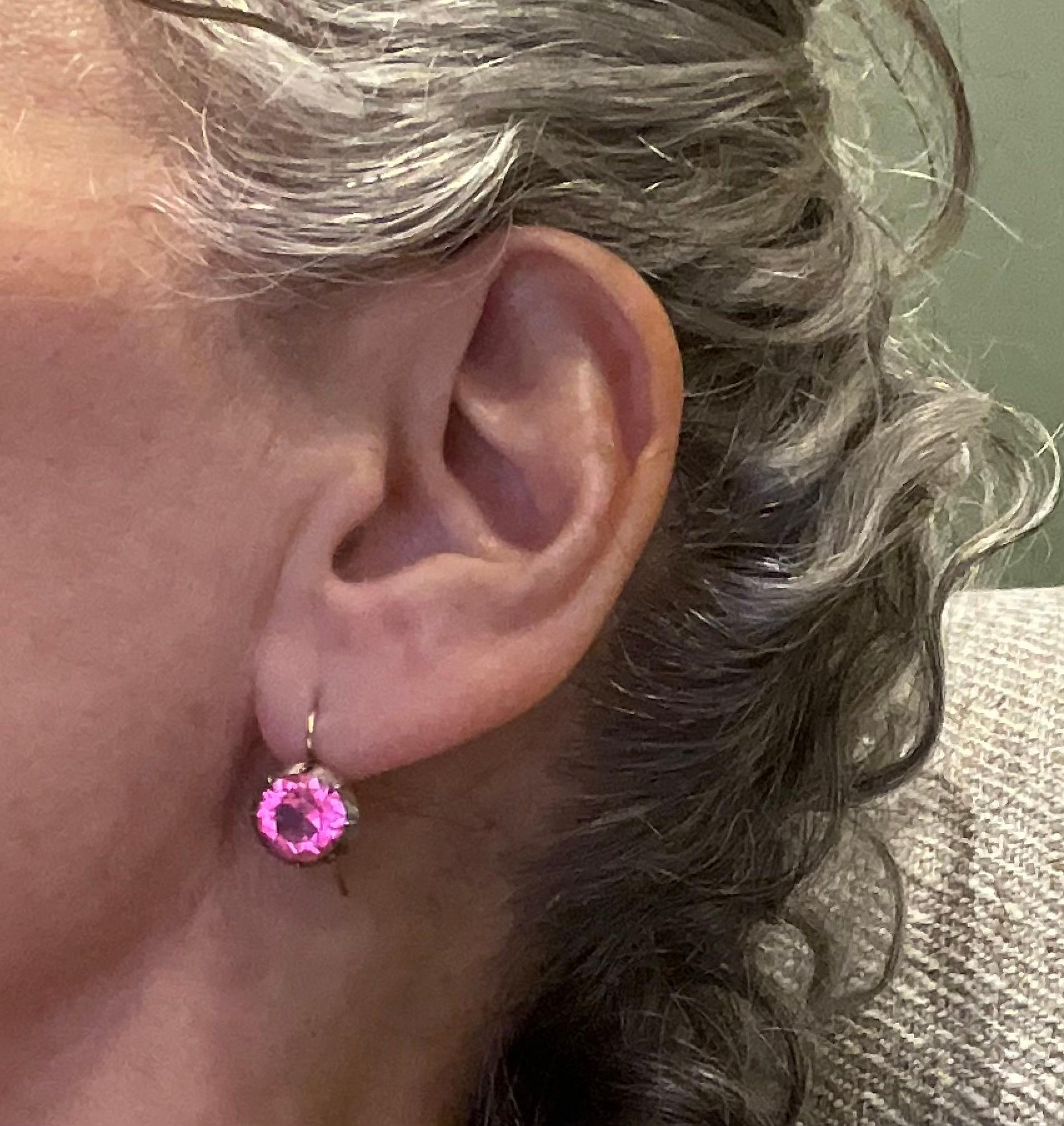 Georgian circa 1820 Round Pink Paste Earrings Backed in Silver 2