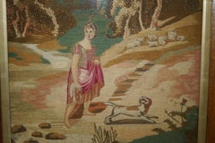 GEORGiAN CIRCA 1820 SILK & WOOL WORK STUMPWORK STYLE EMBROIDERY TAPESTRY PICTURE