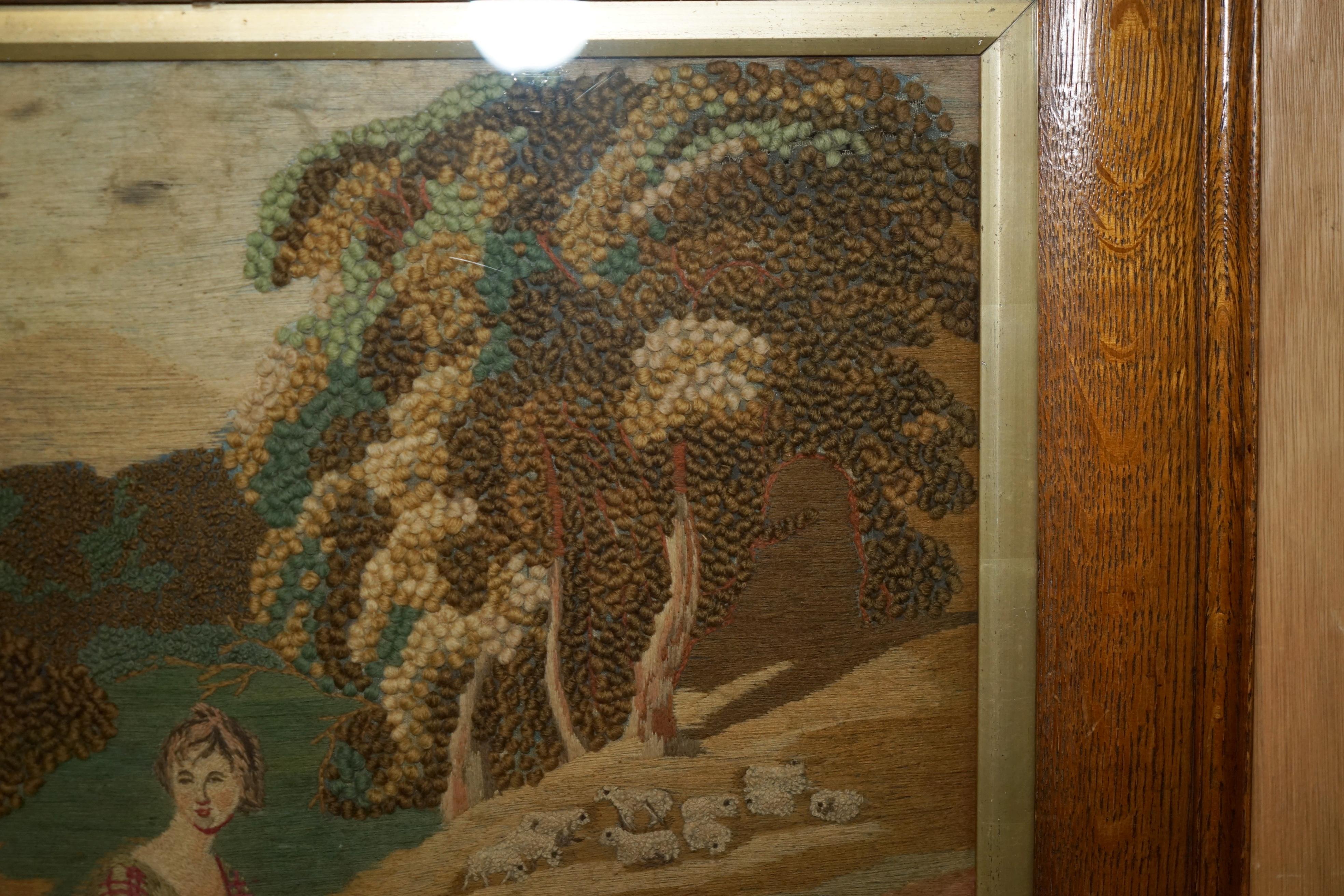 GEORGISCHES CIRCA 1820 Seide & Wolle Arbeit STUMPWORK STYLE EMBROIDERY TAPESTRY PICTURE im Zustand „Gut“ im Angebot in West Sussex, Pulborough