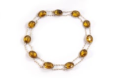 Georgian Citrine Paste Seed Pearl Necklace