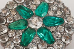 Georgian Cluster Brooch of Green & White Paste Set in Silver, English circa 1825